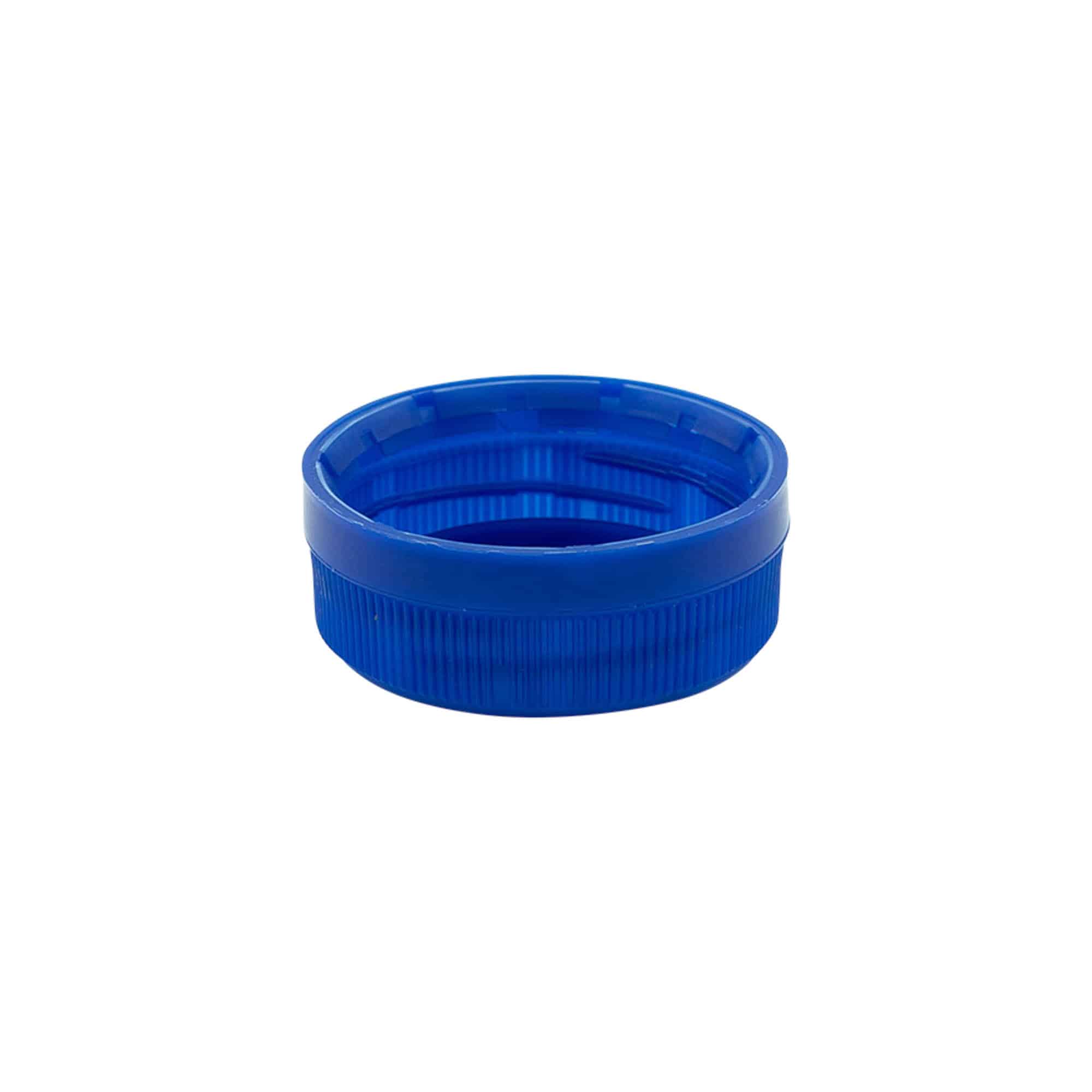 Vidalı kapak çift dişli, PE plastik, mavi, ağız için: PET 38 mm
