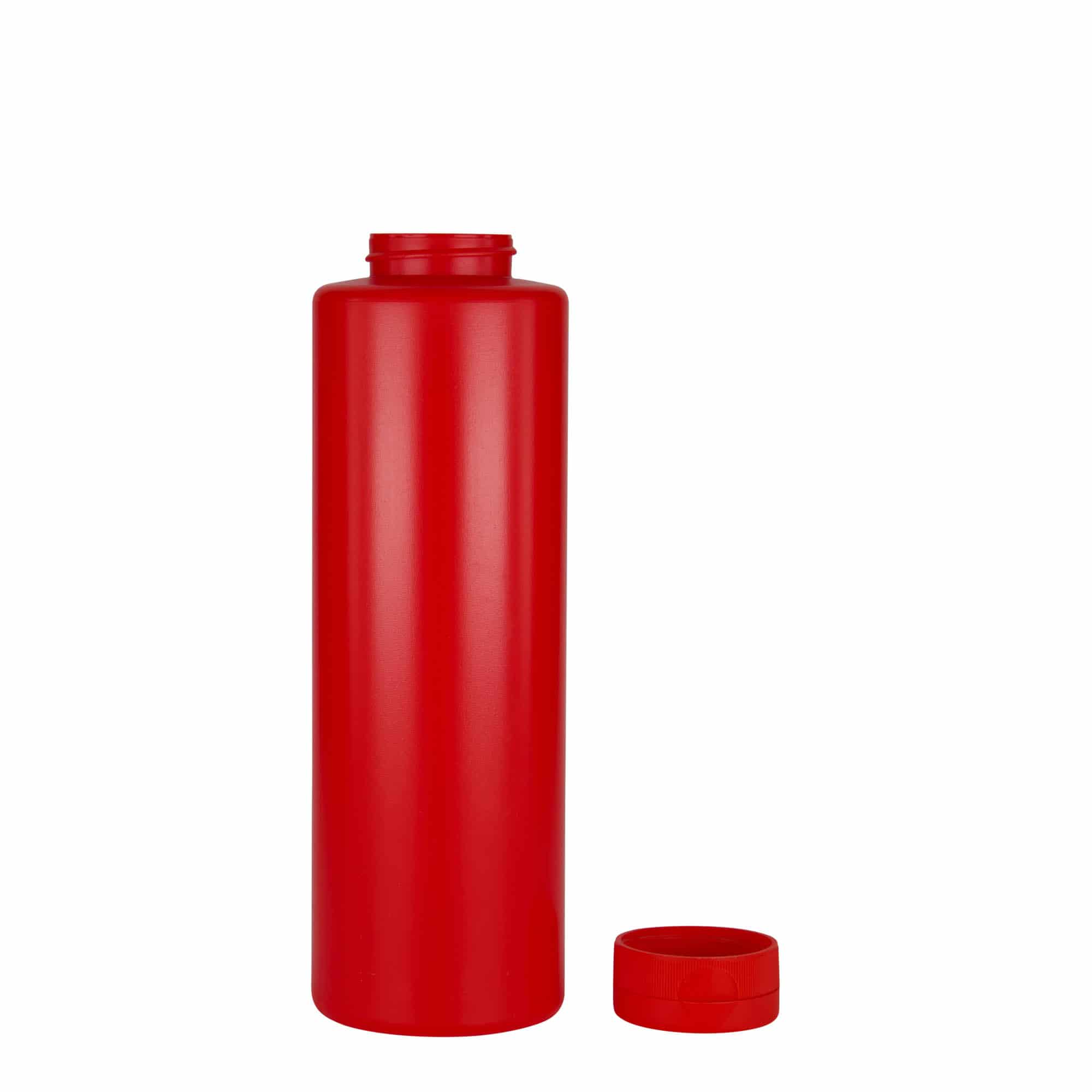 500 ml Sos şişesi, LDPE plastik, kırmızı, ağız: 38/400