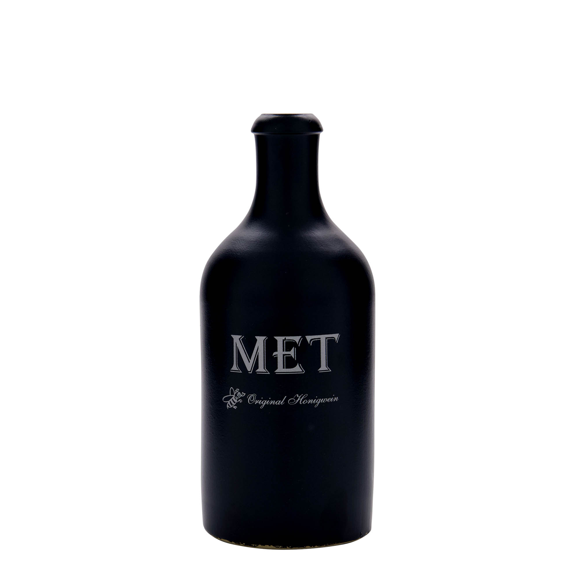 500 ml Toprak Sürahi, Motif: Met, Porselen, siyah, Ağız: Mantar