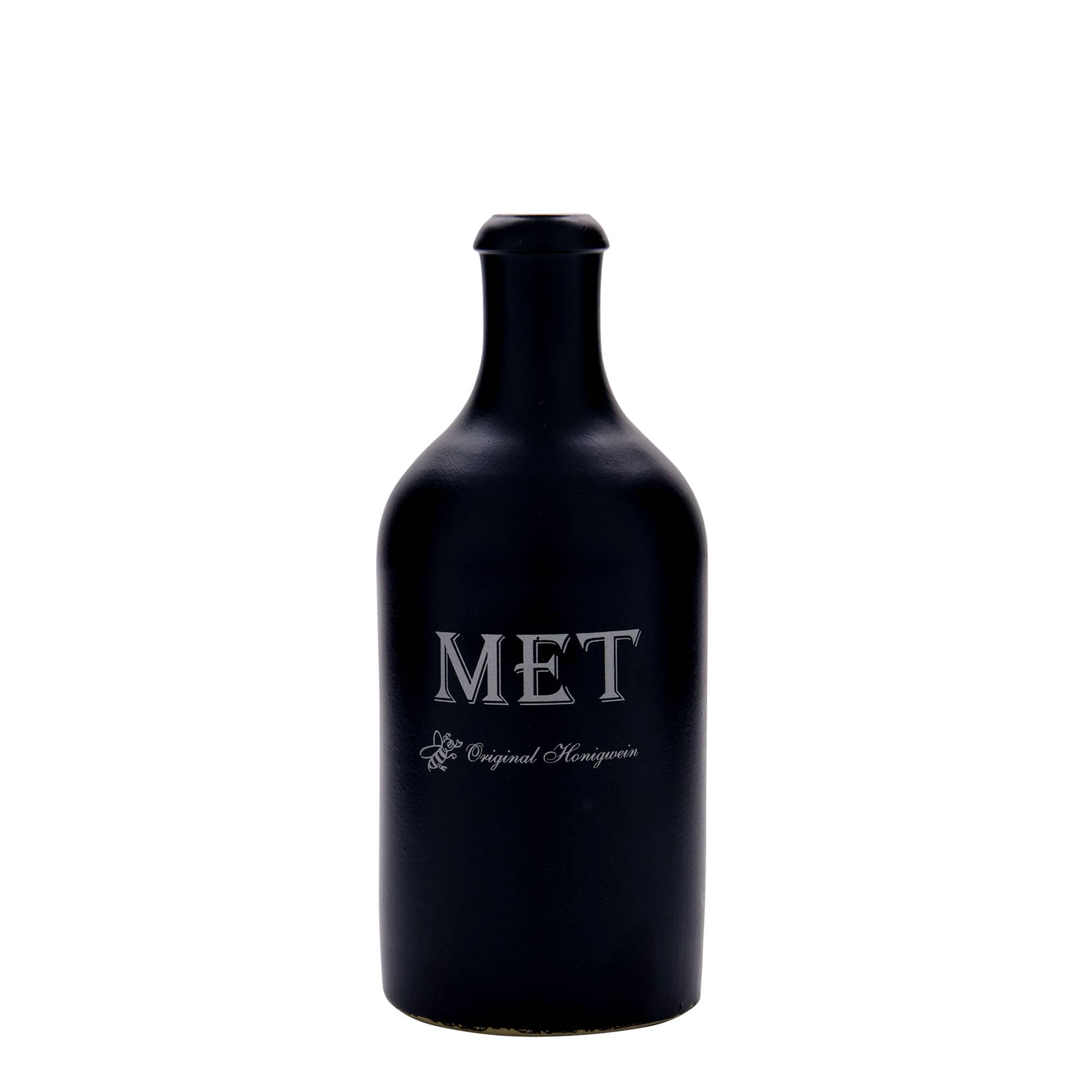 500 ml Toprak Sürahi, Motif: Met, Porselen, siyah, Ağız: Mantar