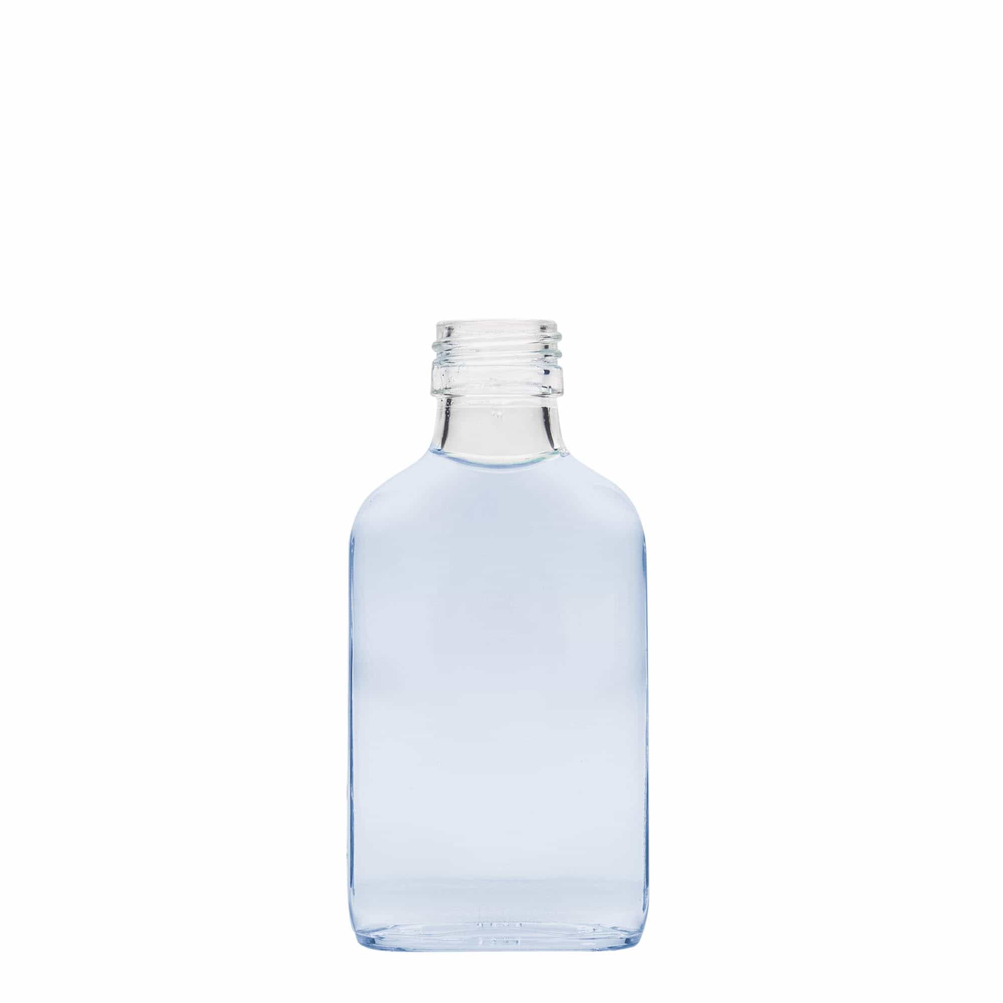 100 ml el şişesi, dikdörtgen, cam, ağız: PP 28
