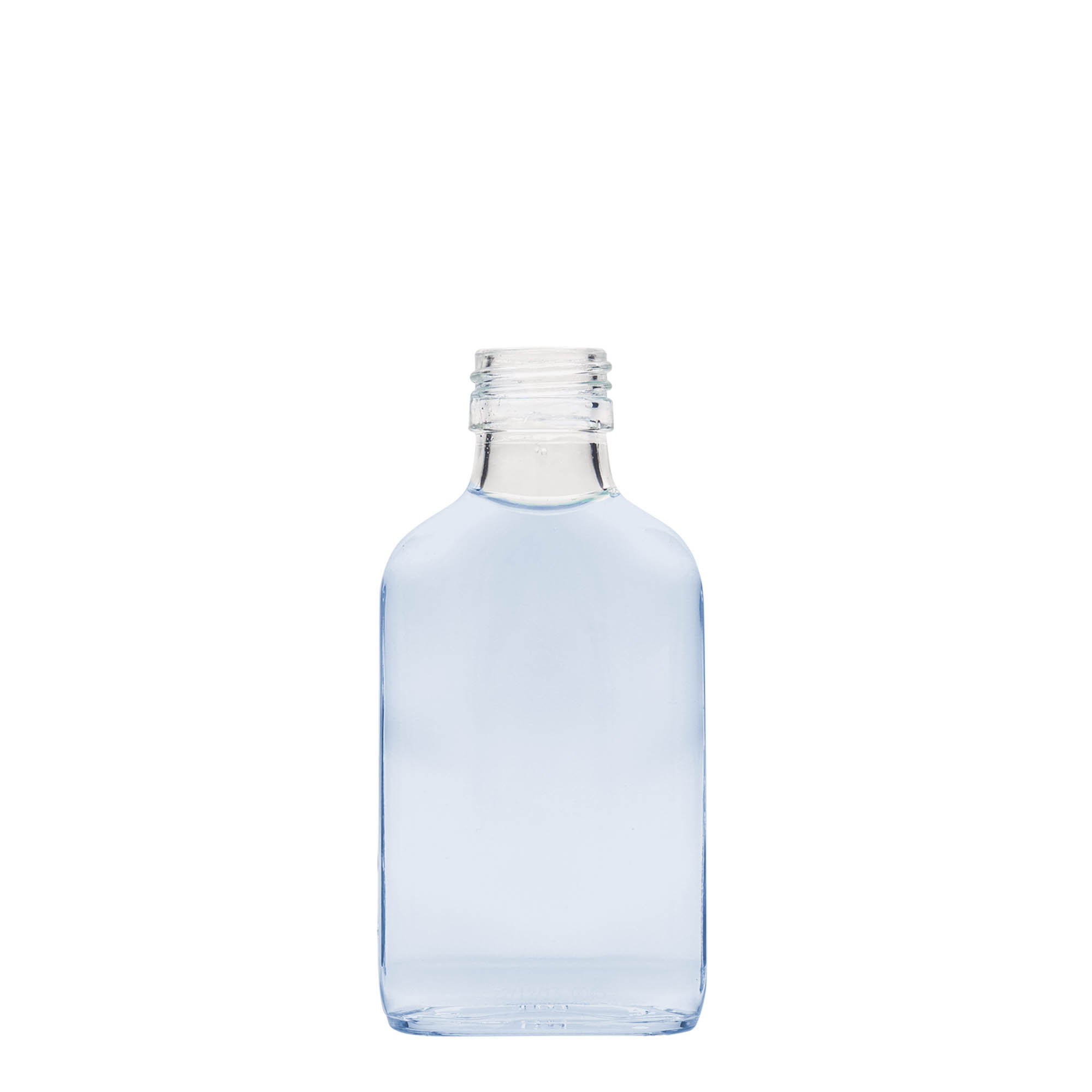 100 ml el şişesi, dikdörtgen, cam, ağız: PP 28
