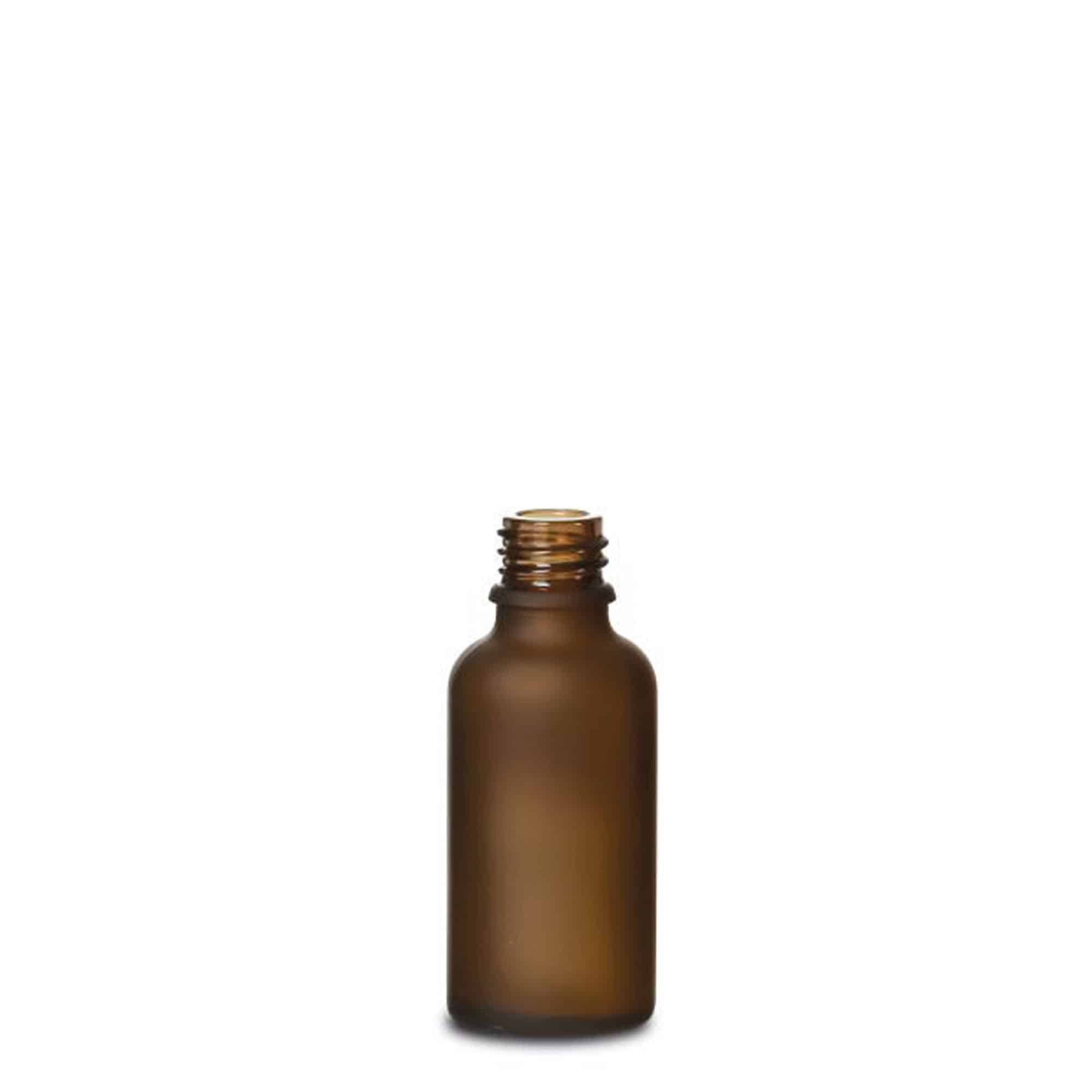 30 ml tıbbi şişe, cam, kahverengi buzlu, ağız: DIN 18 30 ml tıbbi şişe, cam, kahverengi buzlu, ağız: DIN 18