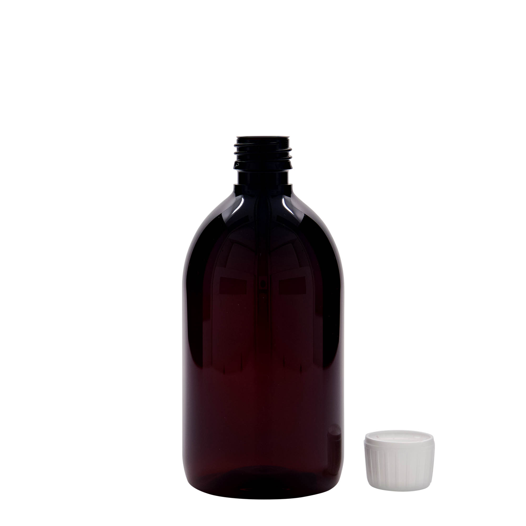 500 ml PET tıbbi şişe, kahverengi, plastik, ağız: PP 28 500 ml PET tıbbi şişe, kahverengi, plastik, ağız: PP 28