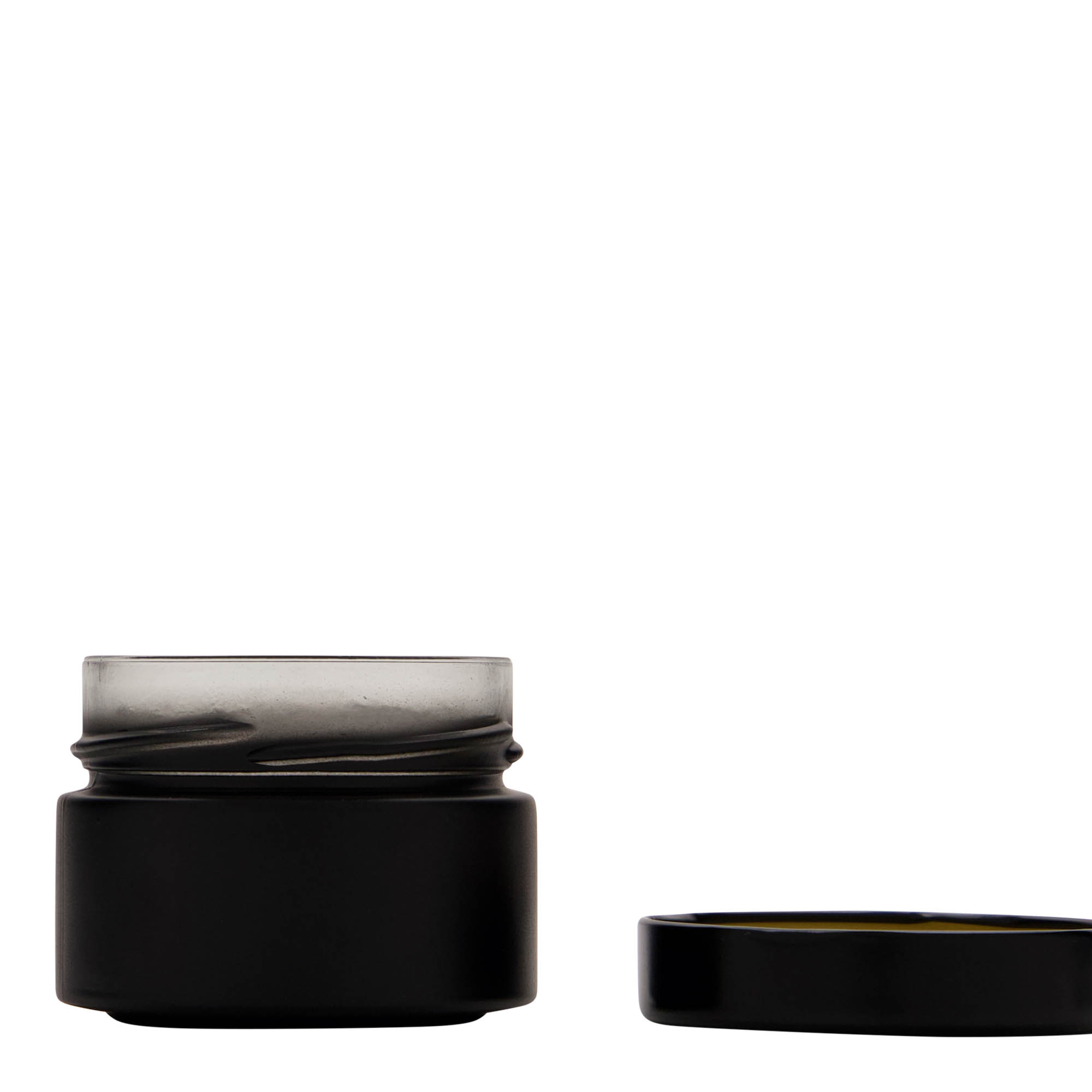 130 ml Yuvarlak Cam 'Aurora', siyah, Ağız: Derin-Twist-Off (DTO 66)