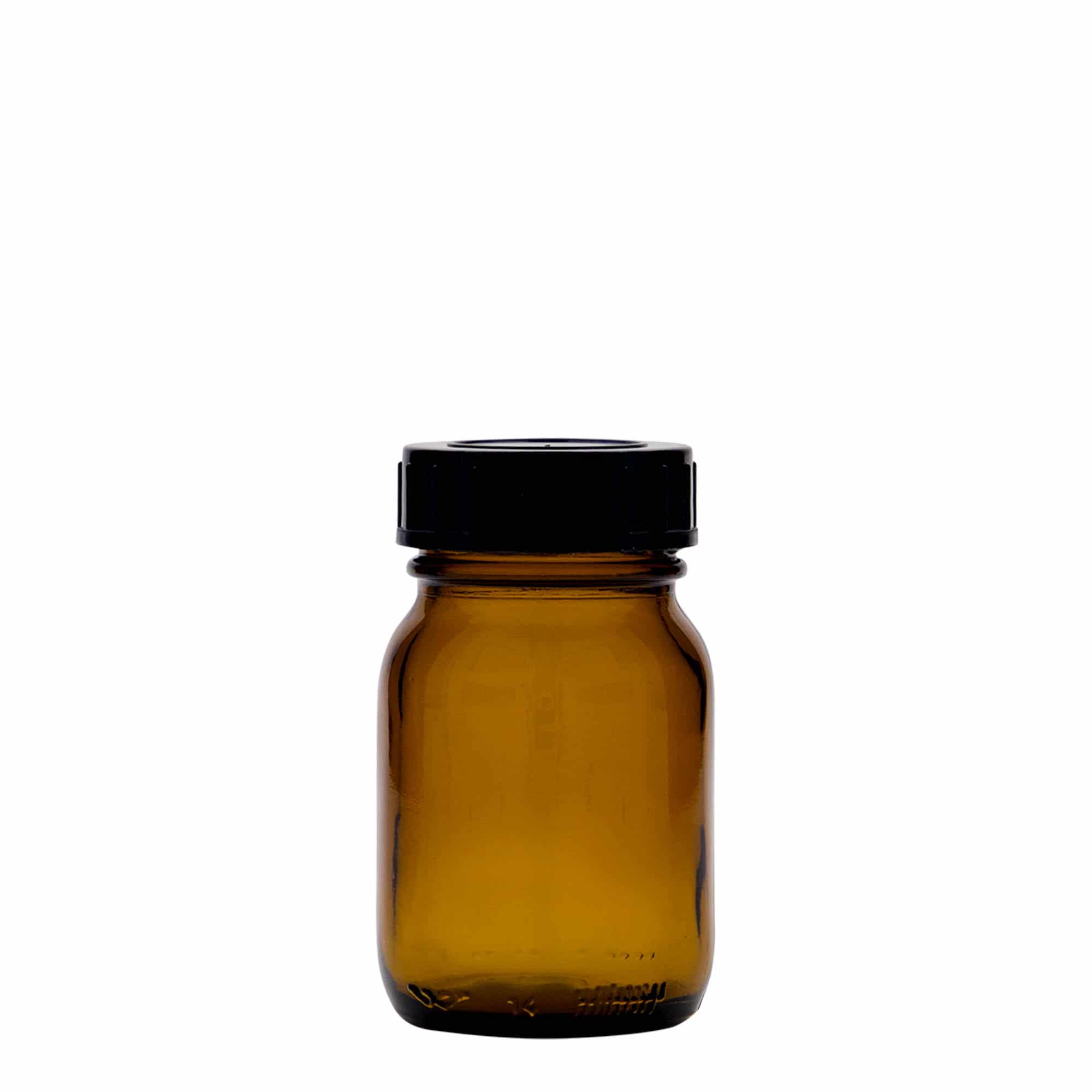 75 ml Geniş ağızlı cam, kahverengi, Ağız çapı: DIN 40