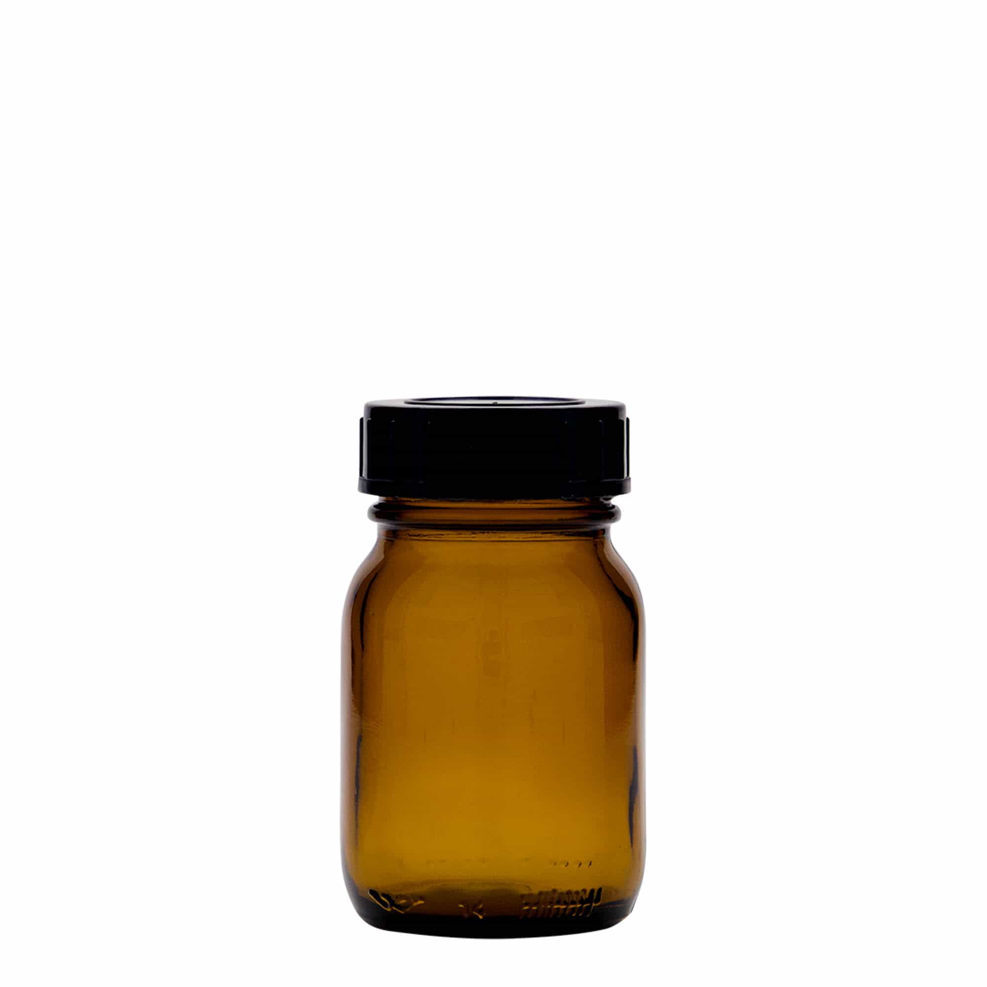 75 ml Geniş ağızlı cam, kahverengi, Ağız çapı: DIN 40
