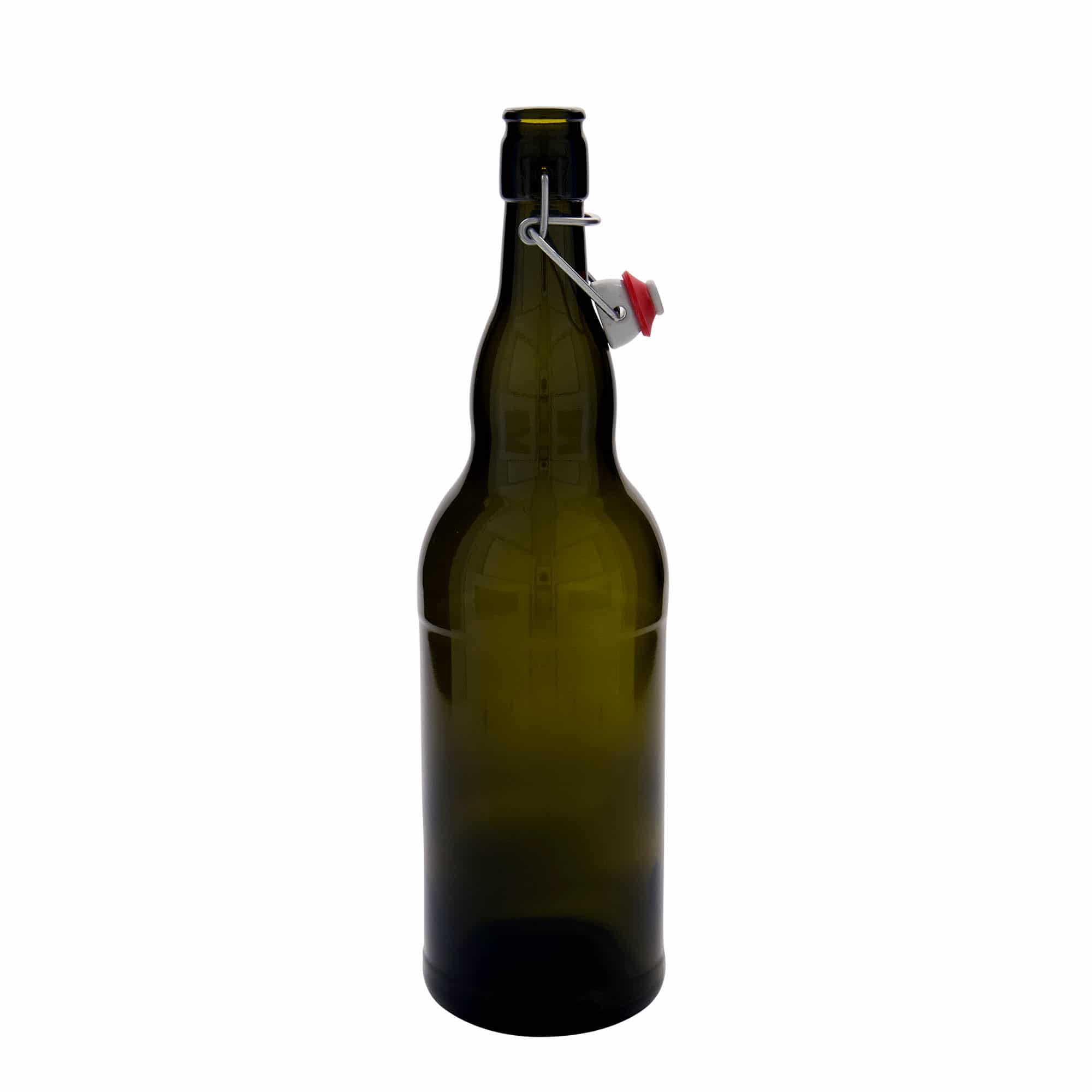 1.000 ml Bira Şişesi Belçika, Cam, antik yeşil, Ağız: Mandallı kapak