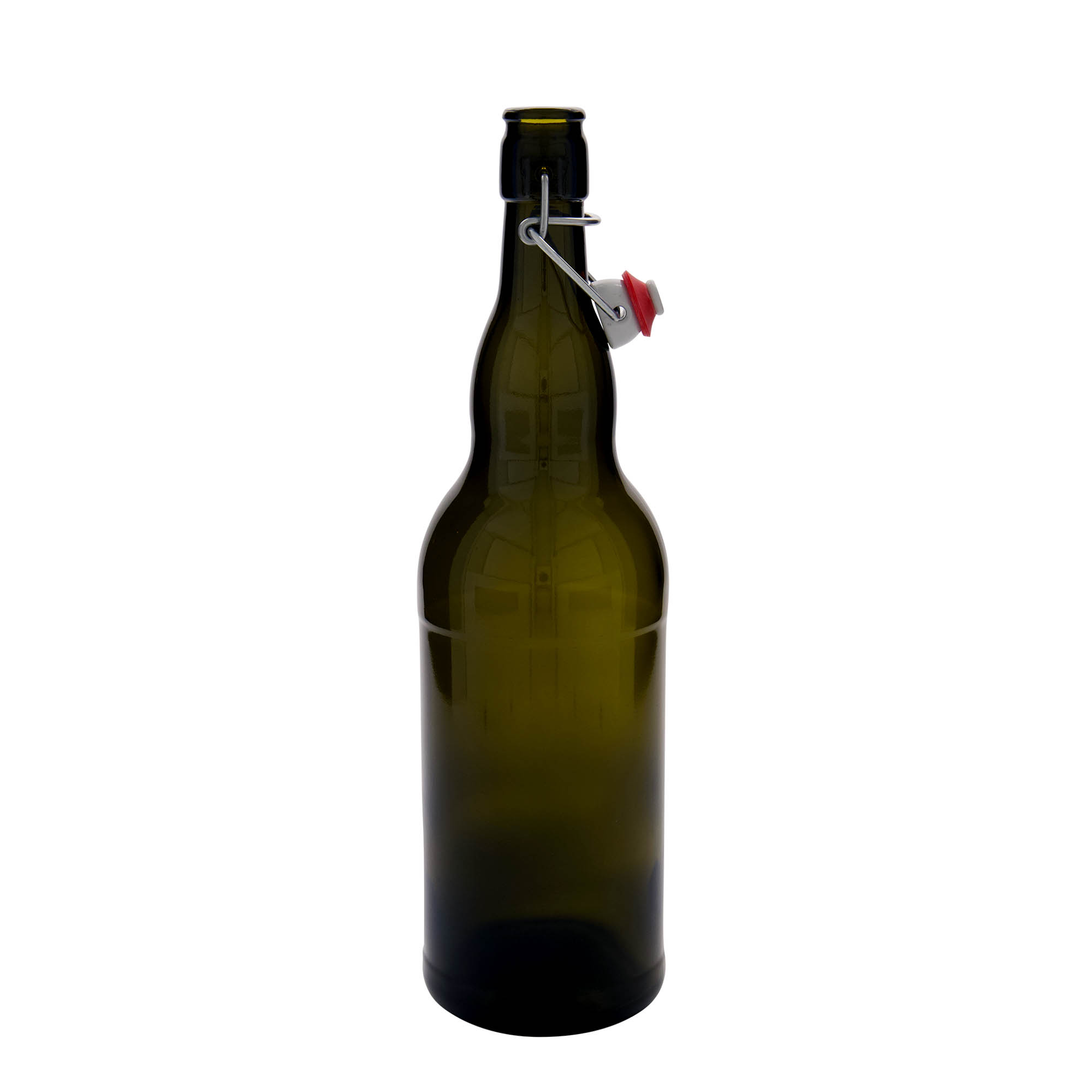 1.000 ml Bira Şişesi Belçika, Cam, antik yeşil, Ağız: Mandallı kapak