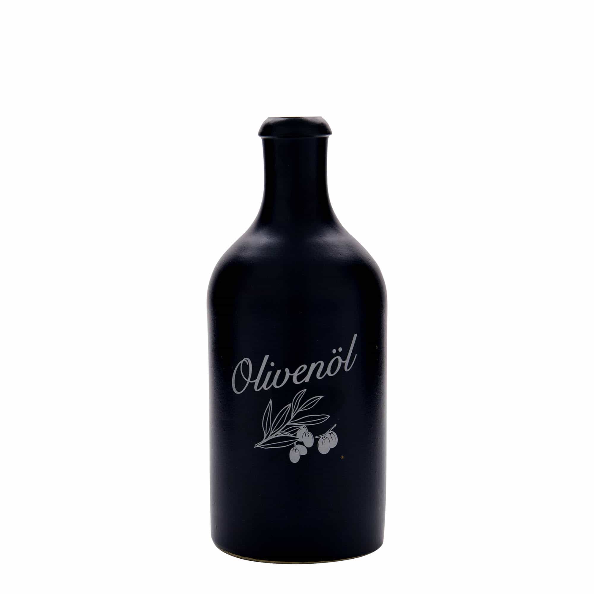 500 ml Testi, Motif: Zeytinyağı, Taş Toprak, siyah, Ağız: Mantar 500 ml Testi, Motif: Zeytinyağı, Taş Toprak, siyah, Ağız: Mantar