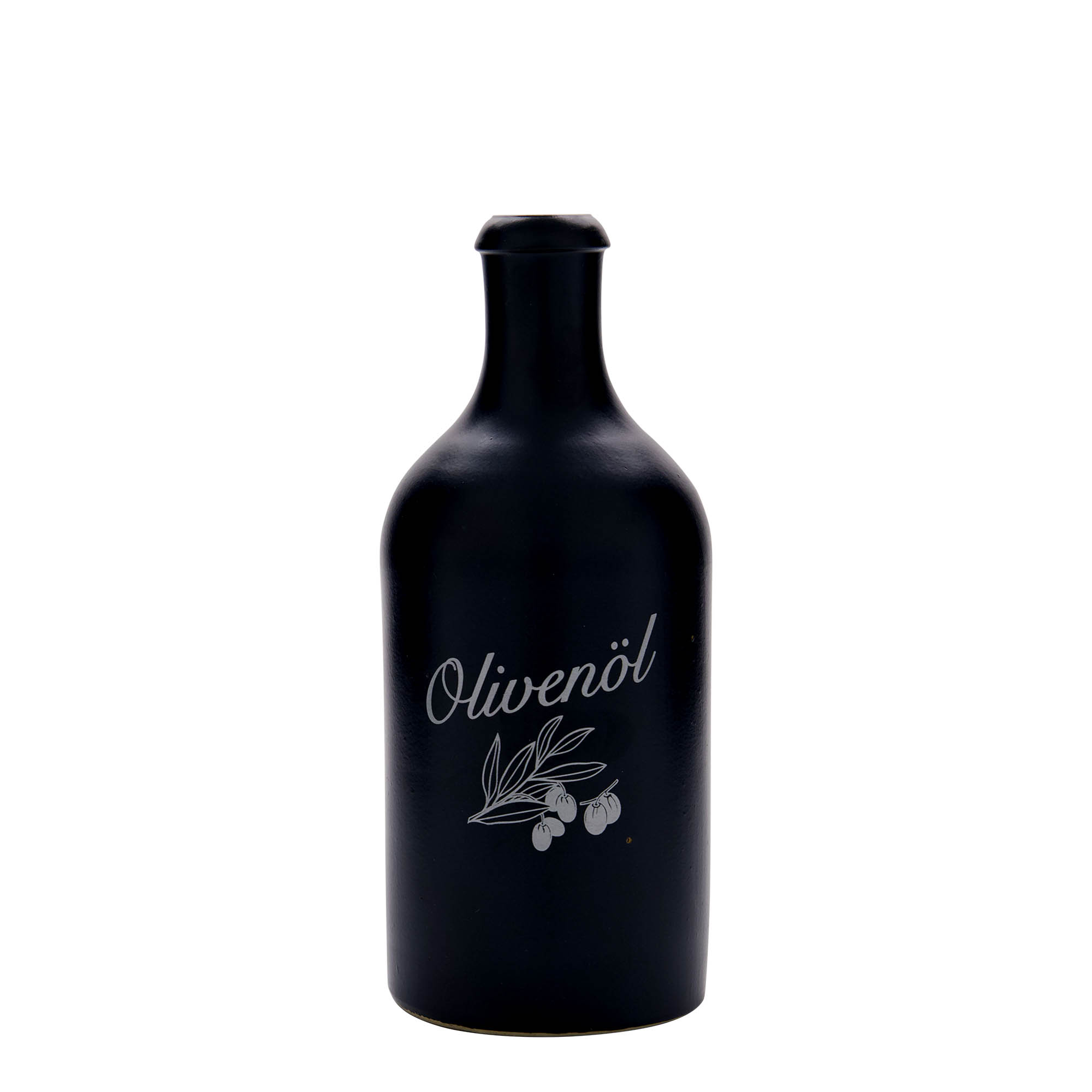 500 ml Testi, Motif: Zeytinyağı, Taş Toprak, siyah, Ağız: Mantar