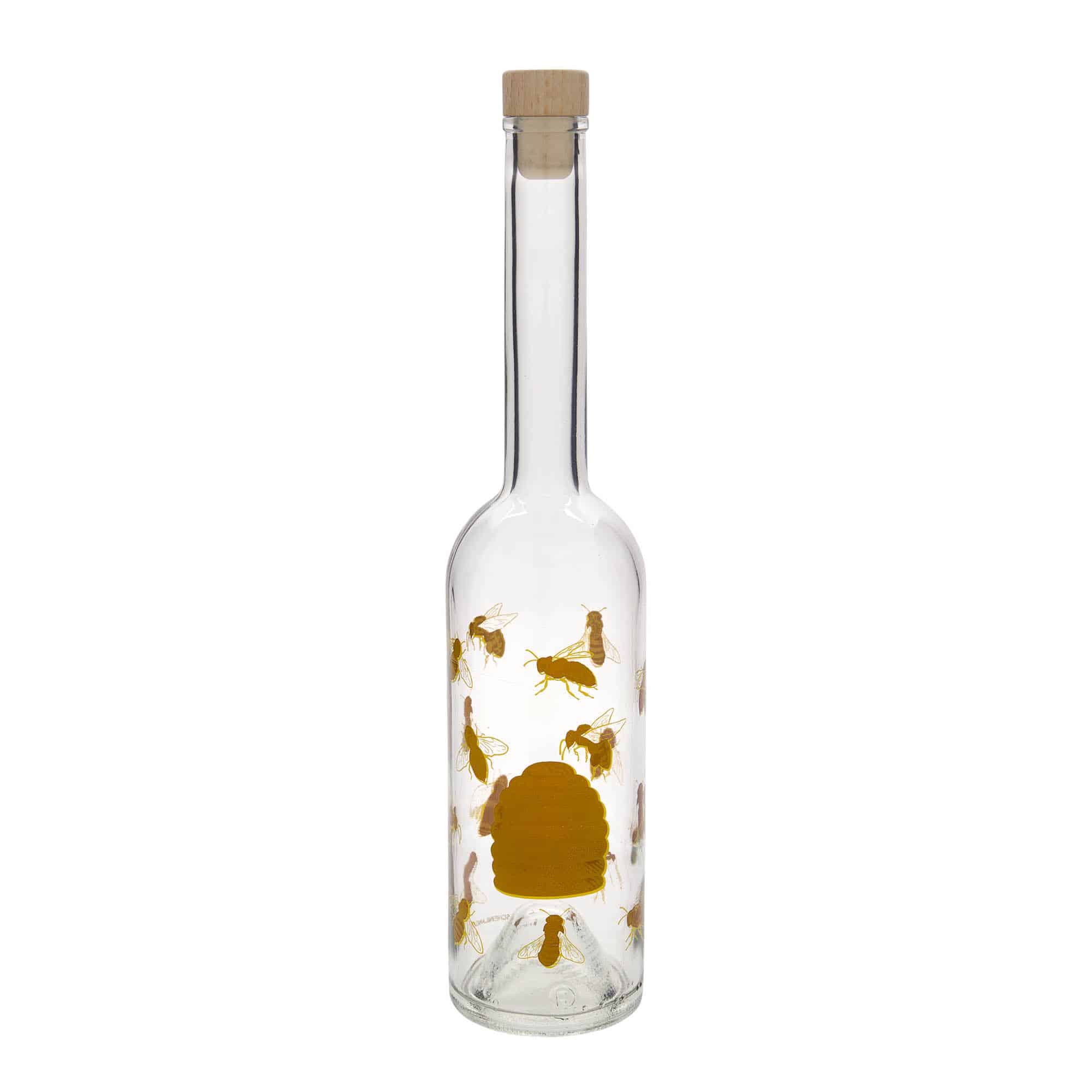 500 ml Cam Şişe 'Opera', Motif: Arılar, Ağız: Mantar