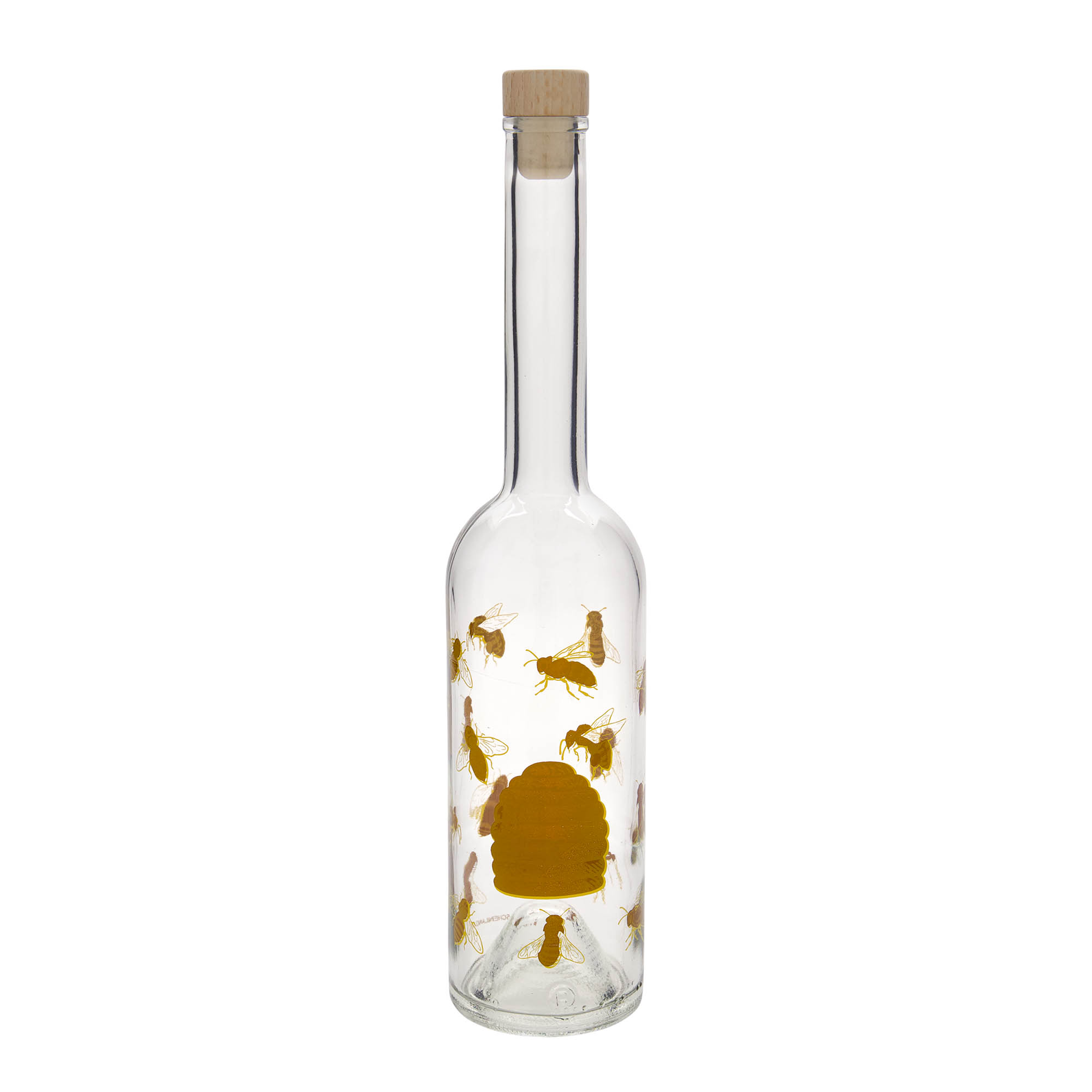 500 ml Cam Şişe 'Opera', Motif: Arılar, Ağız: Mantar