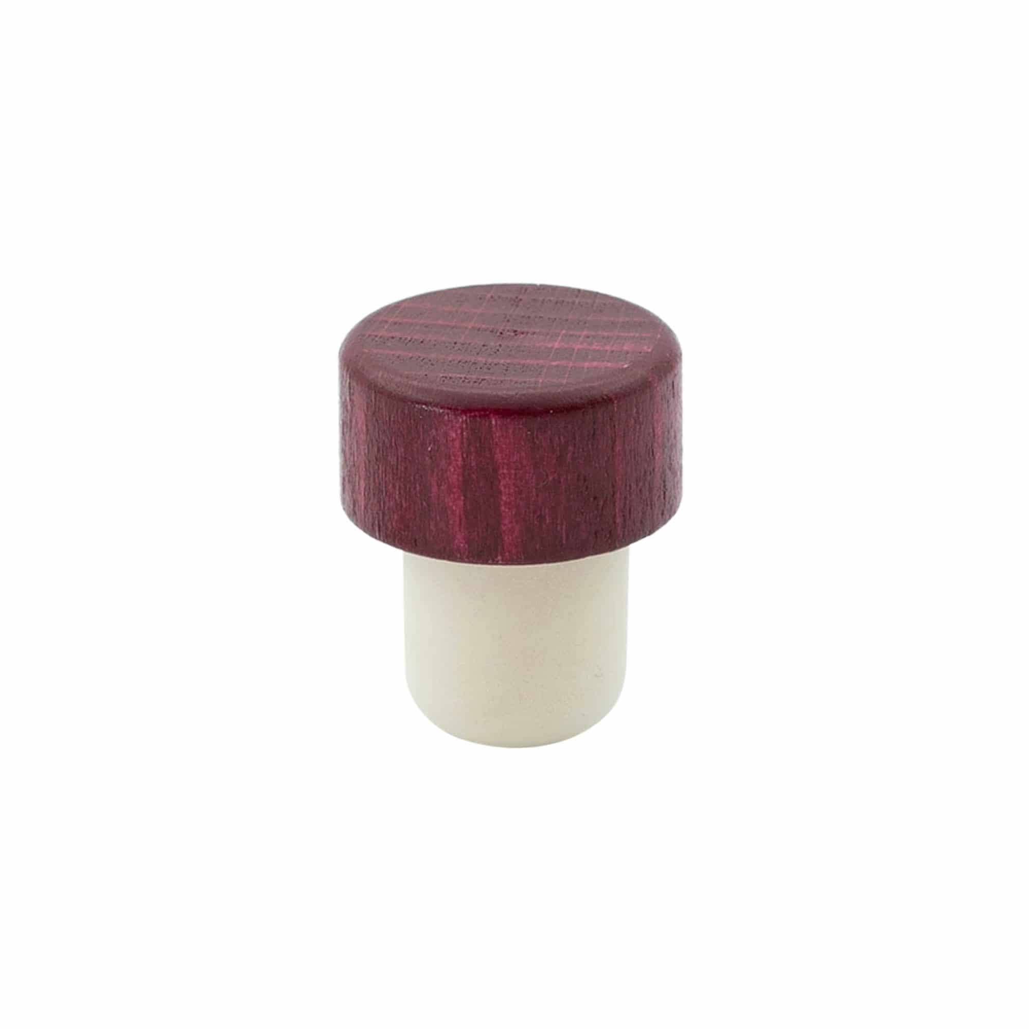 Sap mantar tıpa 19 mm, ahşap/plastik, bordo kırmızısı, ağız için: mantar Sap mantar tıpa 19 mm, ahşap/plastik, bordo kırmızısı, ağız için: mantar