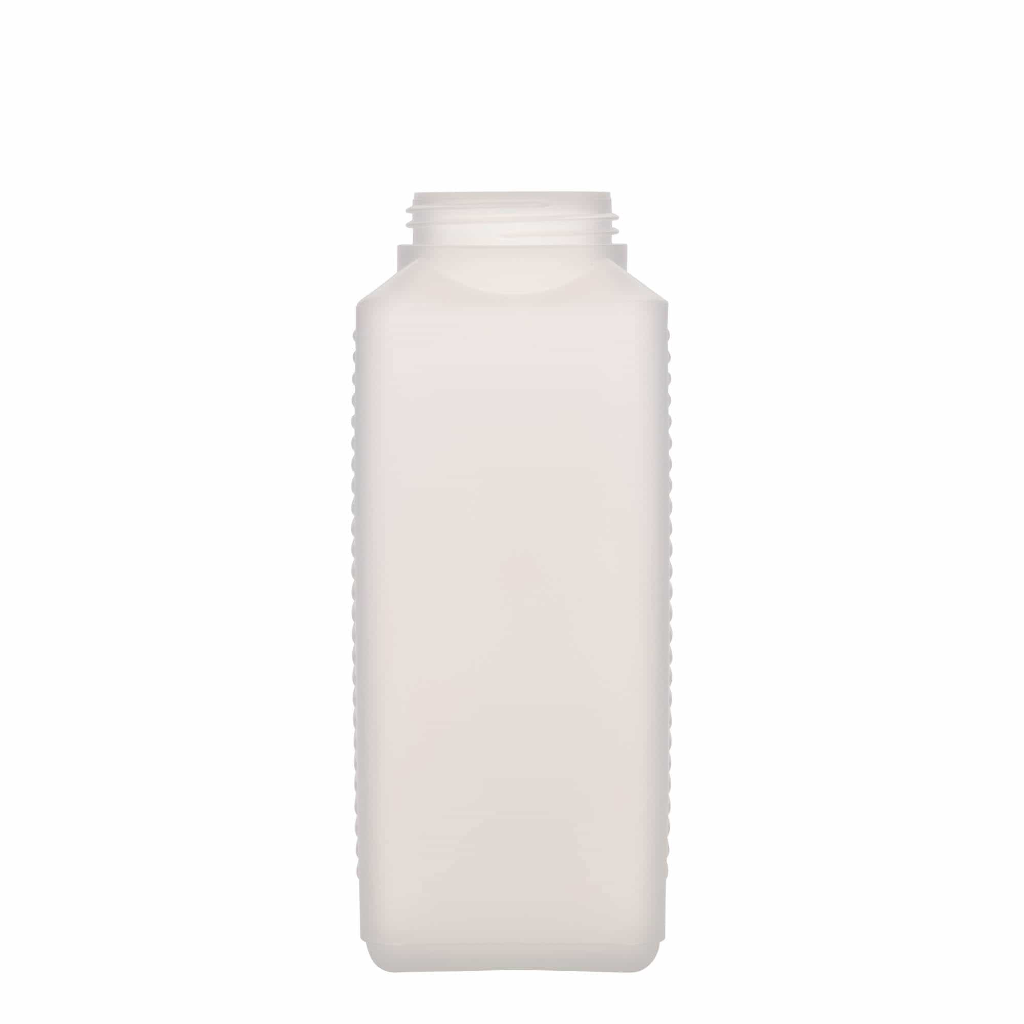 1.000 ml geniş ağızlı şişe, dikdörtgen, HDPE plastik, doğal, ağız çapı: DIN 60 EPE 1.000 ml geniş ağızlı şişe, dikdörtgen, HDPE plastik, doğal, ağız çapı: DIN 60 EPE