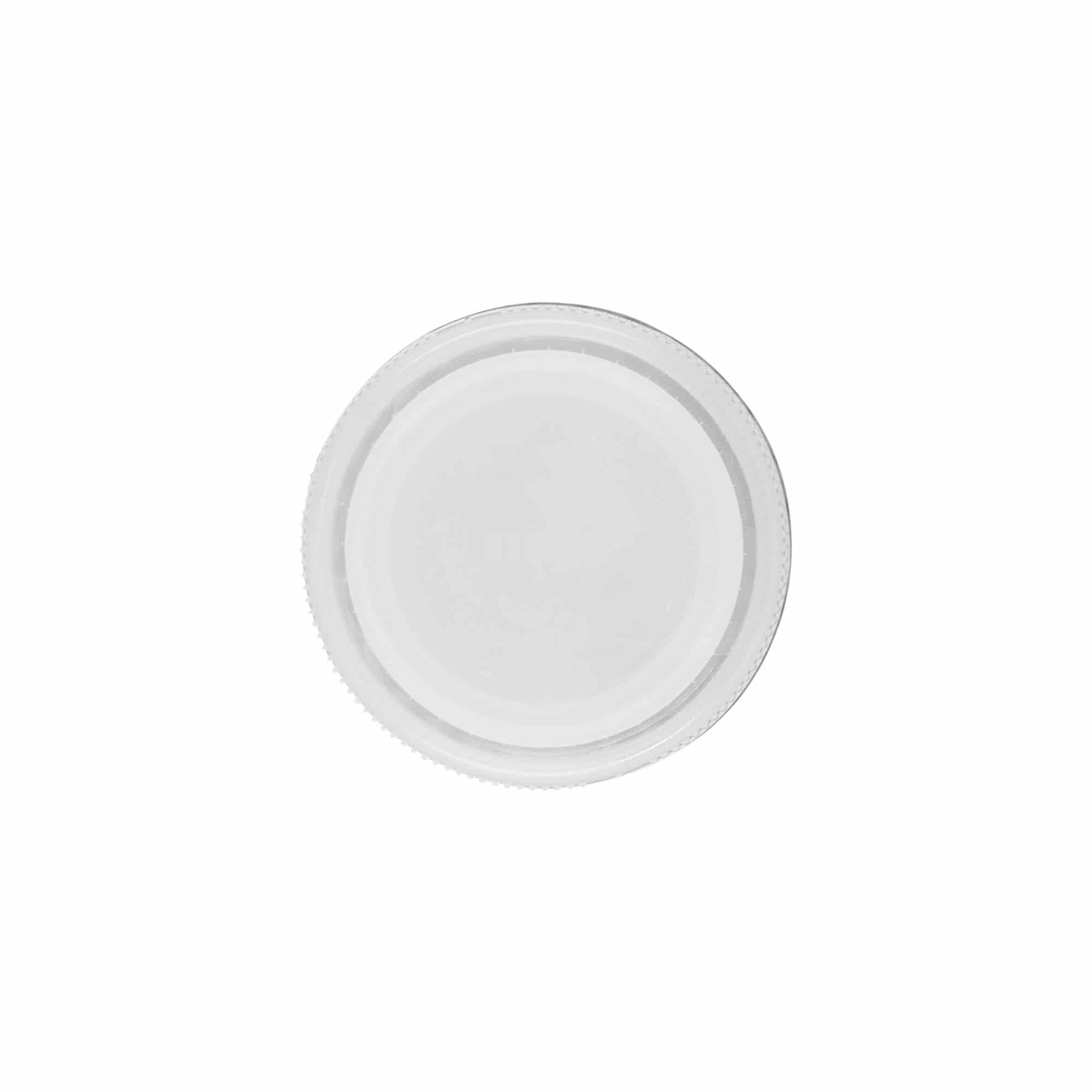 Vidalı kapak çift dişli, PE plastik, beyaz, ağız çapı için: PET 38 mm