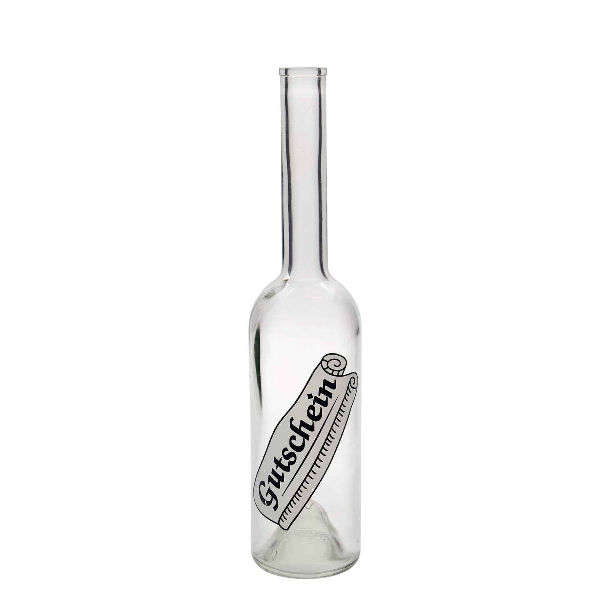 500 ml Cam şişe 'Opera', Motif: Hediye çeki, Ağız: Mantarlı