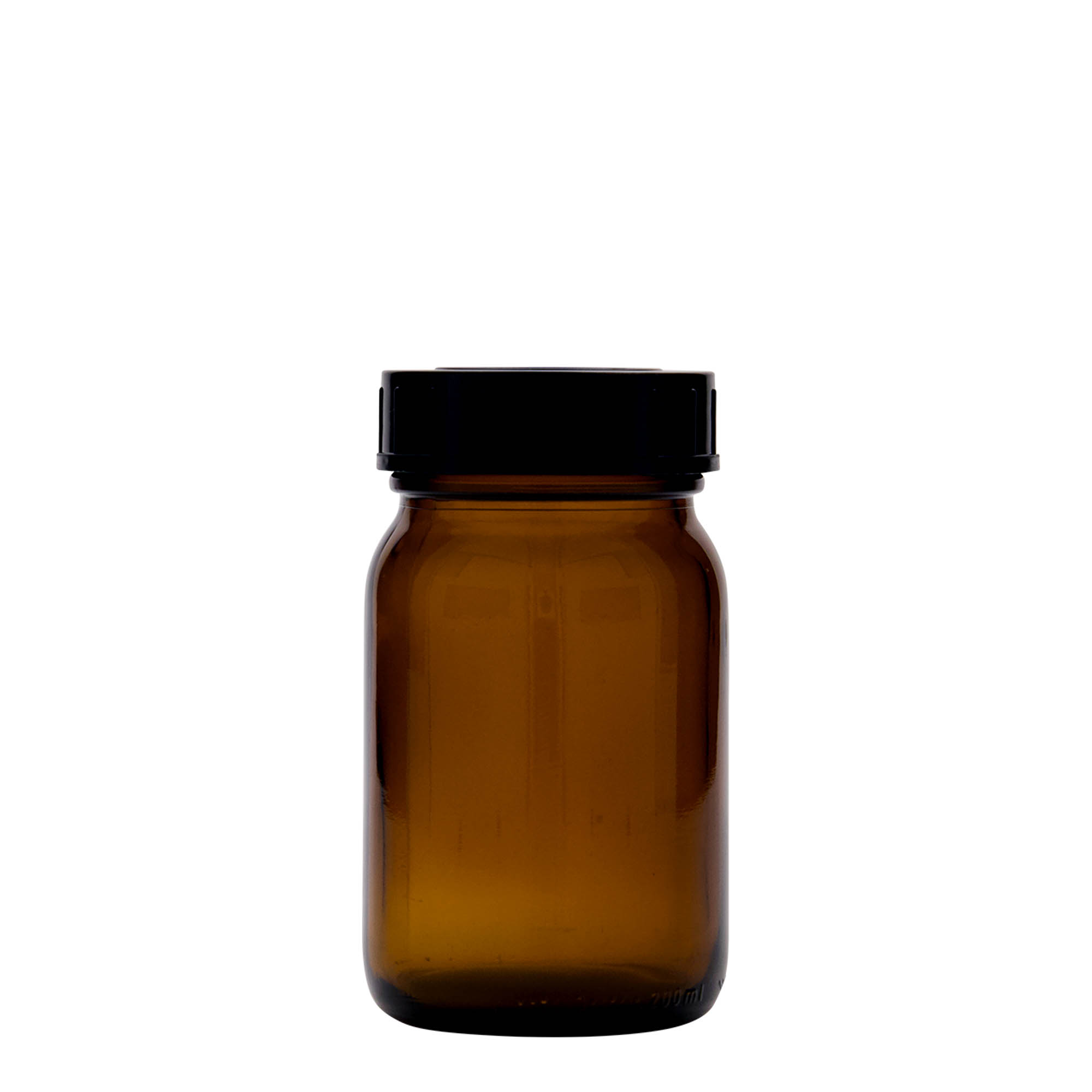 200 ml geniş ağızlı cam, kahverengi, ağız çapı: DIN 55 200 ml geniş ağızlı cam, kahverengi, ağız çapı: DIN 55