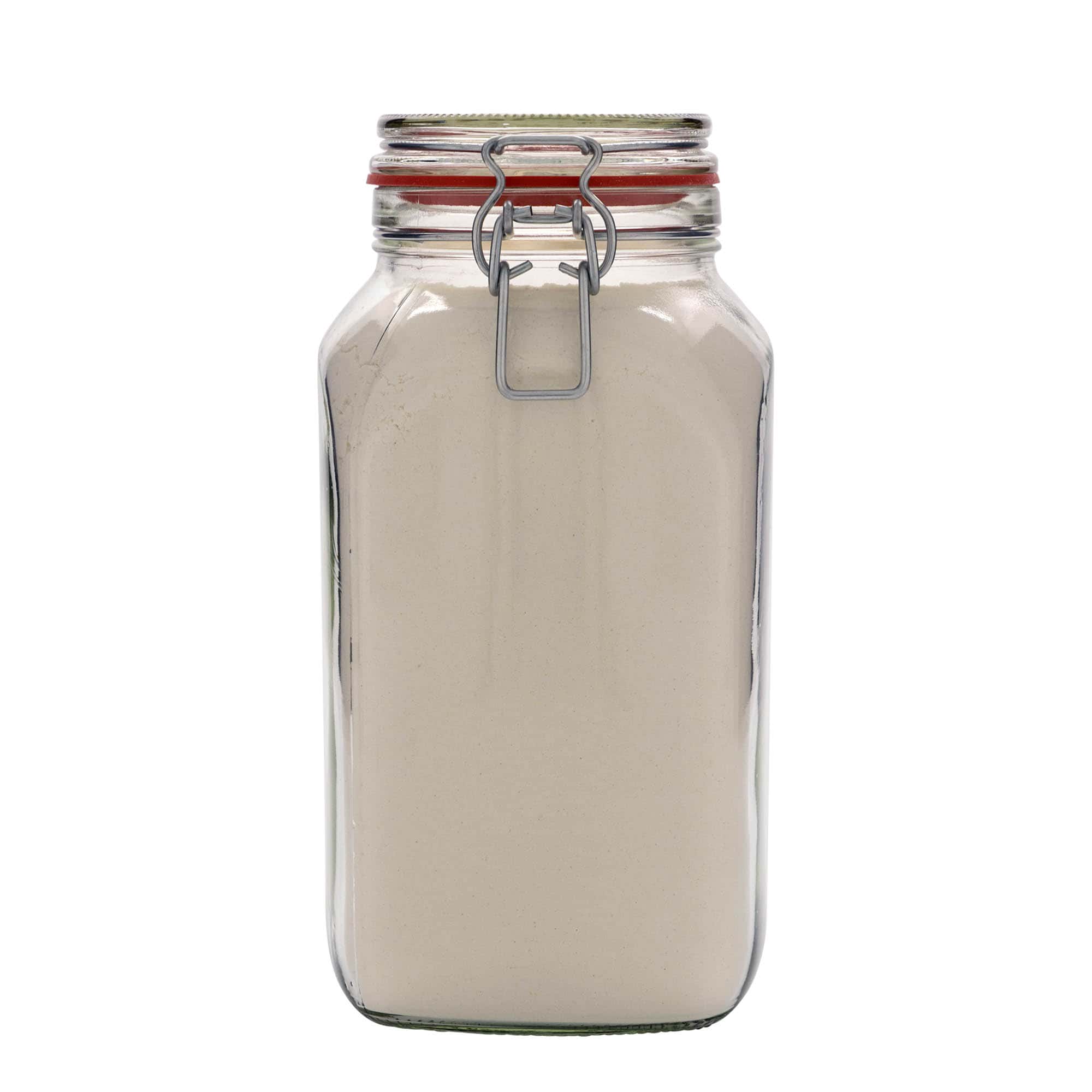 2.590 ml Tel Kapatmalı Kavanoz #, kare, ağzı: tel kapatma mekanizmalı