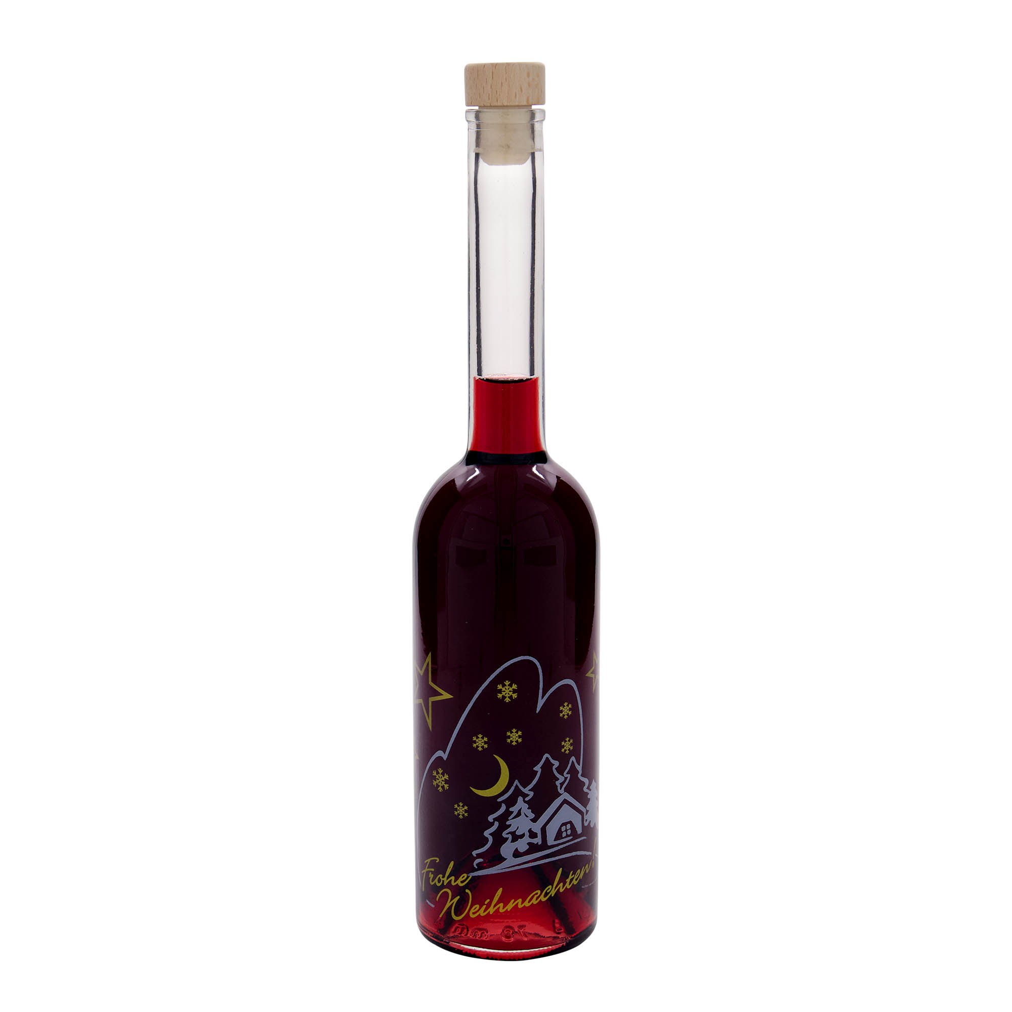 500 ml Cam Şişe 'Opera', Motif: Noel İdyli, Ağız: Mantar