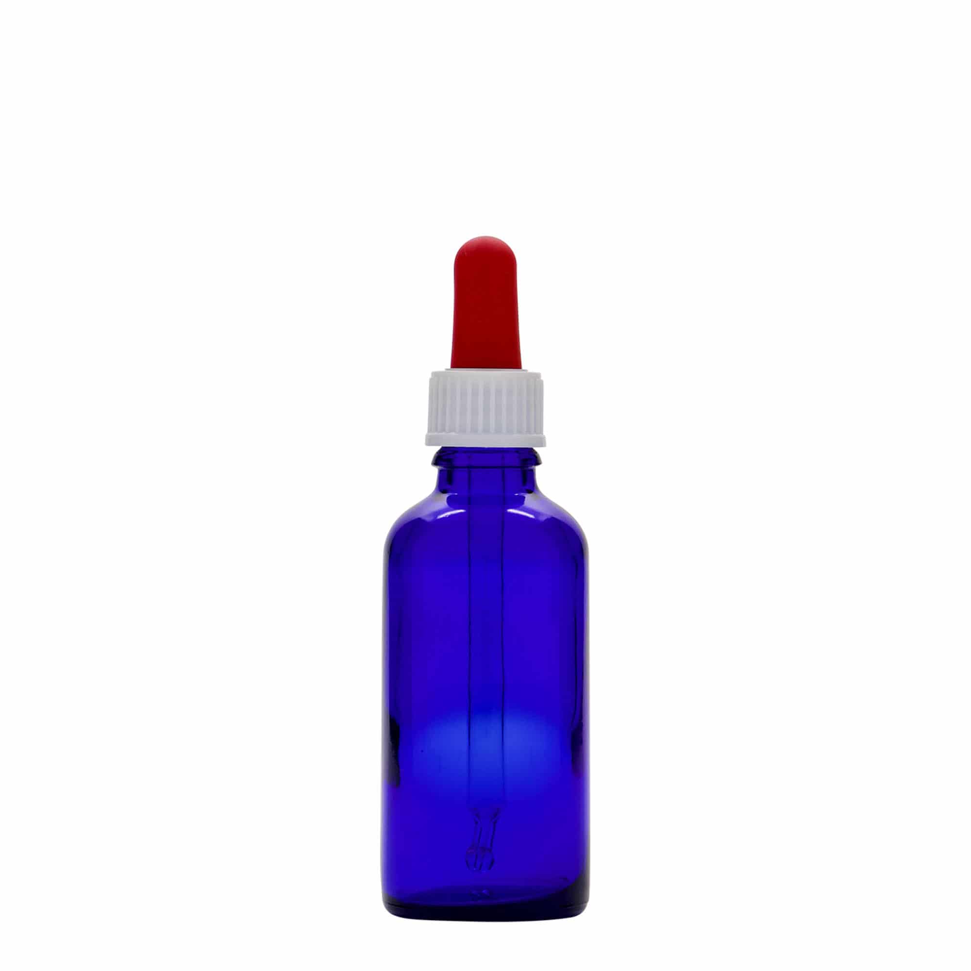 50 ml Pipet Şişesi Tıbbi, Cam, kral mavisi-kırmızı, Ağız: DIN 18