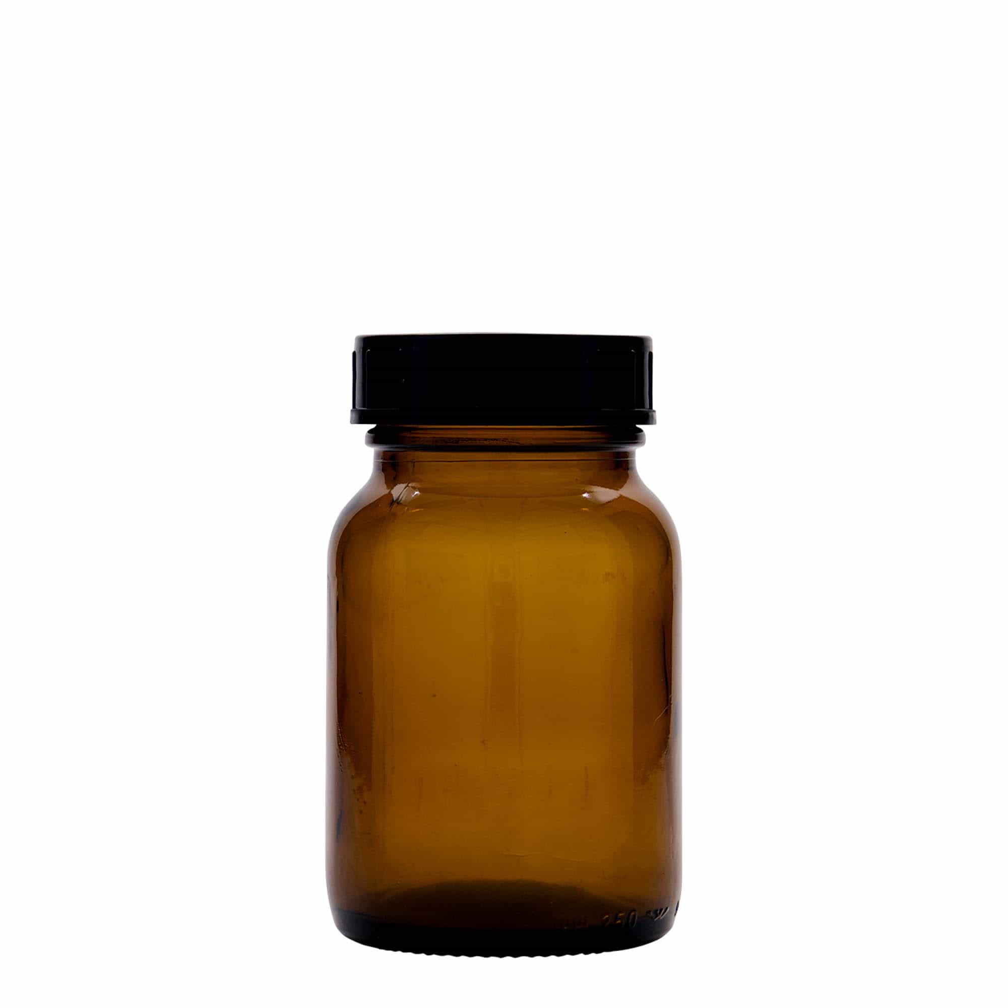 250 ml Geniş ağızlı cam, kahverengi, Ağız: DIN 55