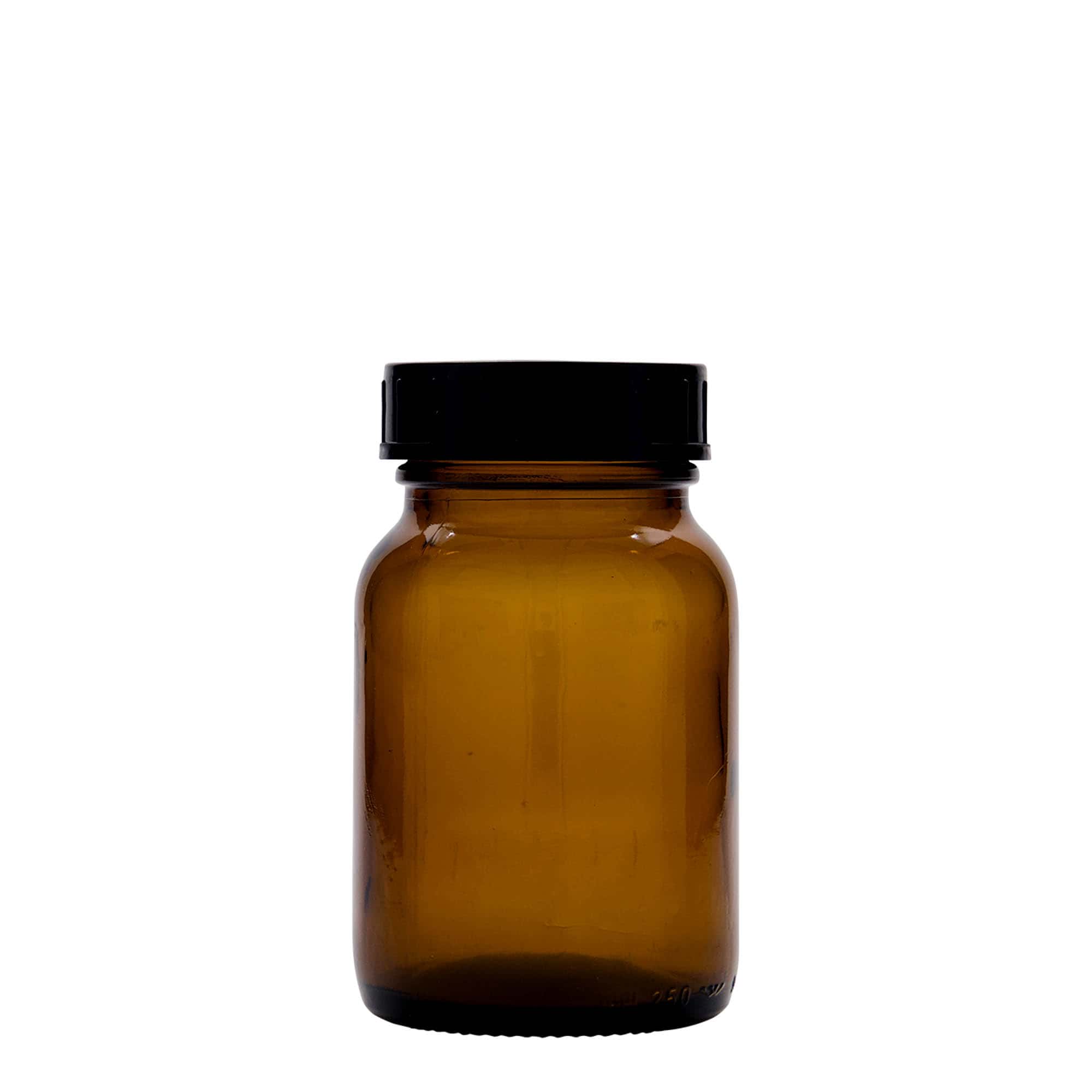 250 ml Geniş ağızlı cam, kahverengi, Ağız: DIN 55