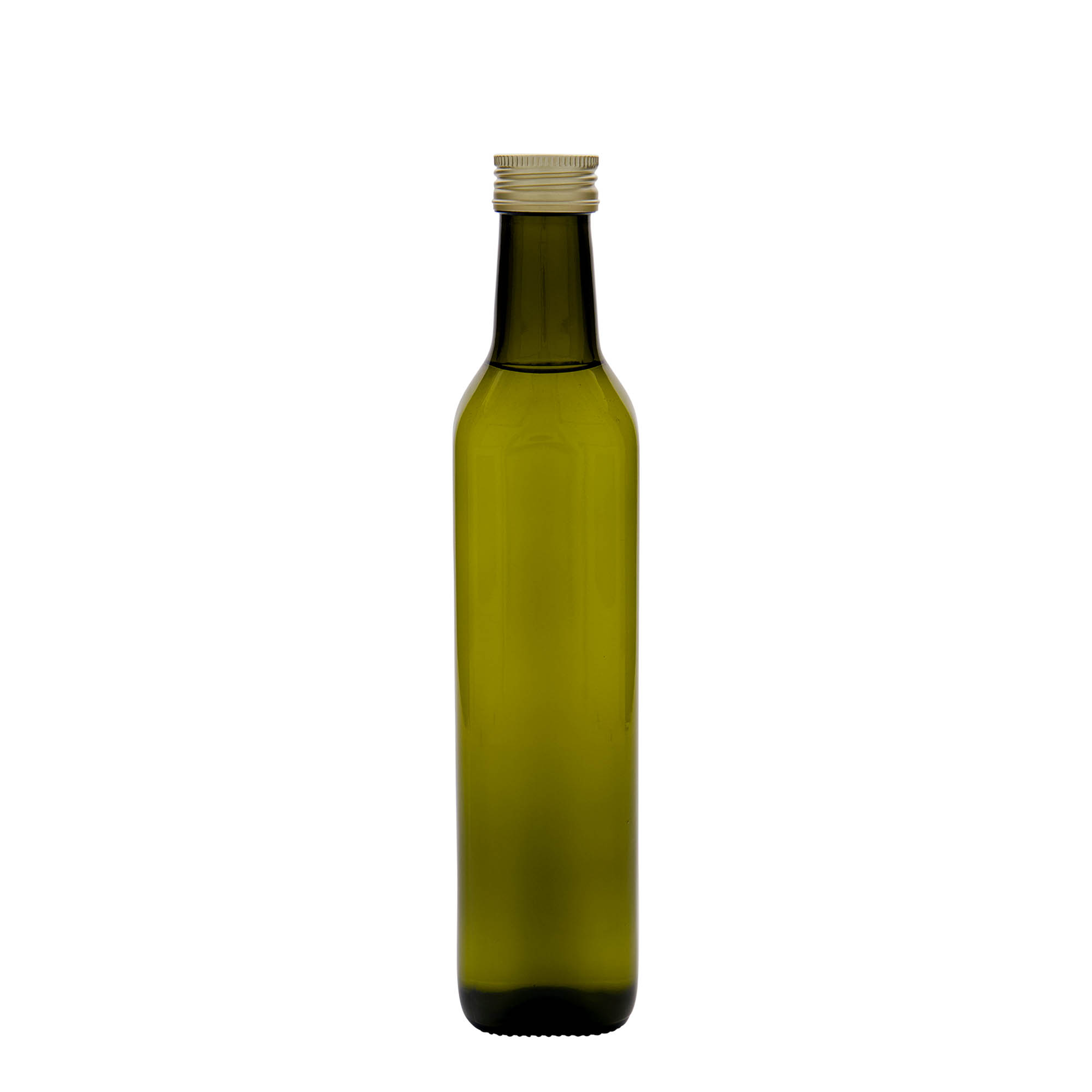 500 ml Cam Şişe 'Marasca', kare, antik yeşil, Ağız: PP 31,5
