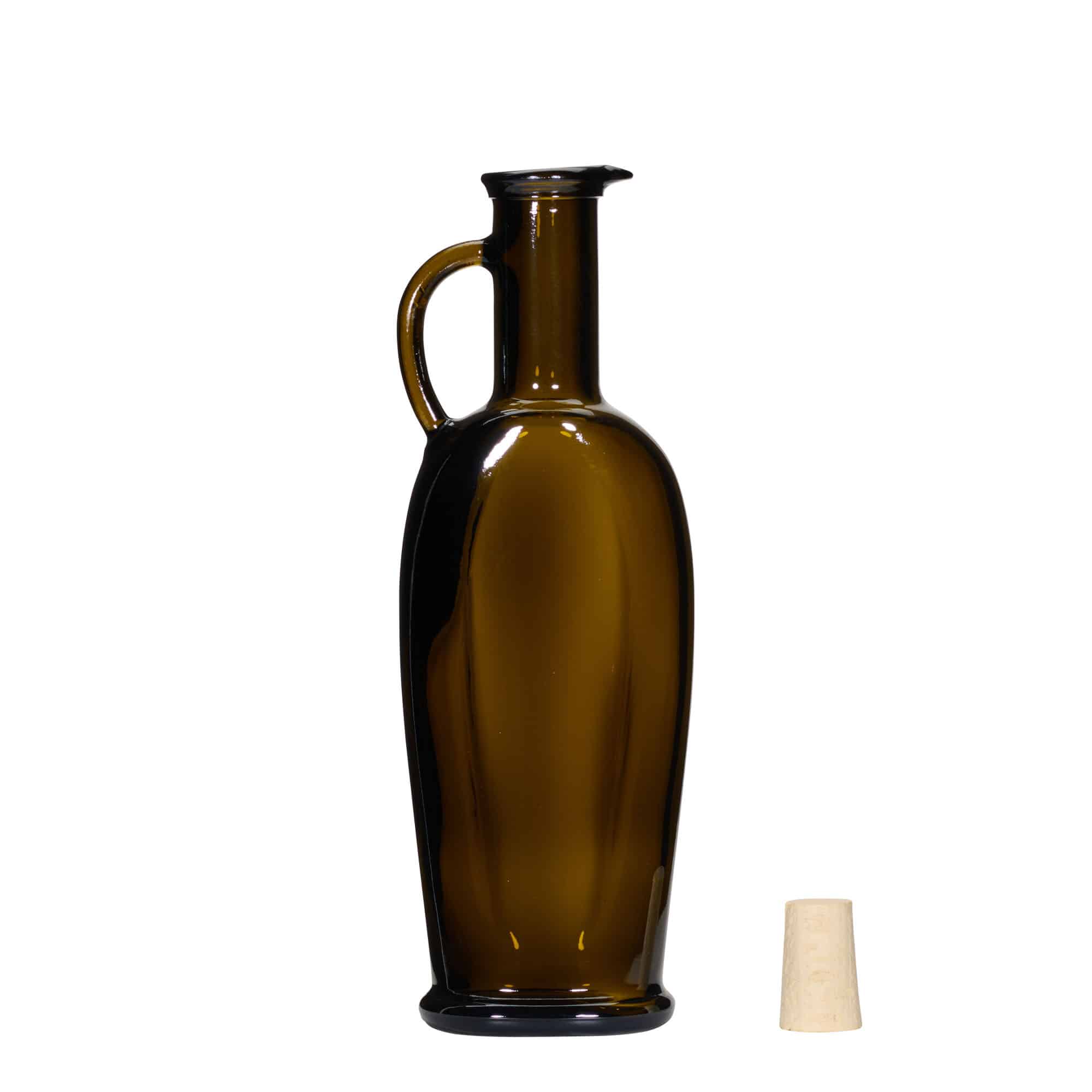 250 ml cam şişe 'Eleganta', oval, antik yeşil, ağız: mantar