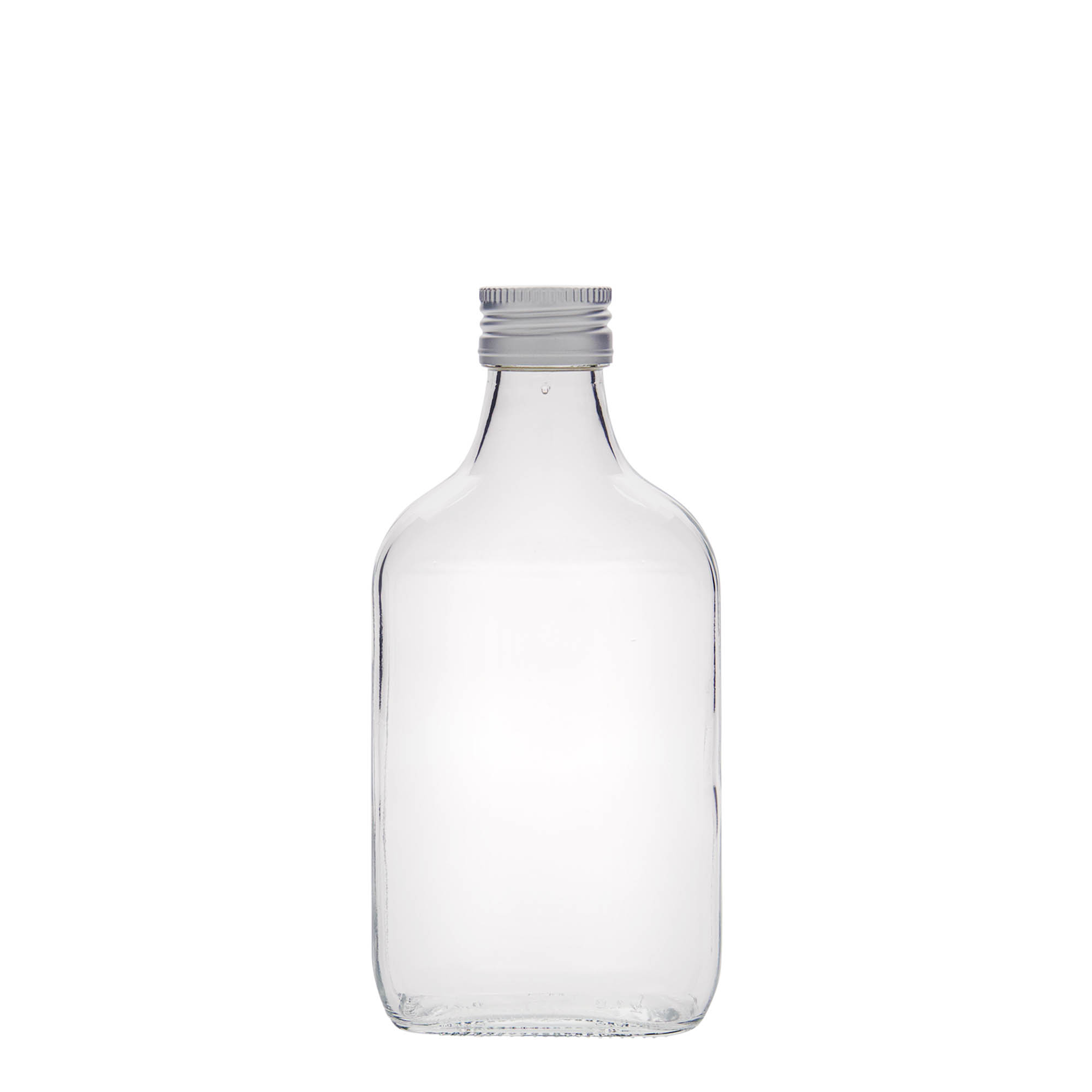 200 ml cep şişesi, dikdörtgen, cam, ağız: PP 28 200 ml cep şişesi, dikdörtgen, cam, ağız: PP 28