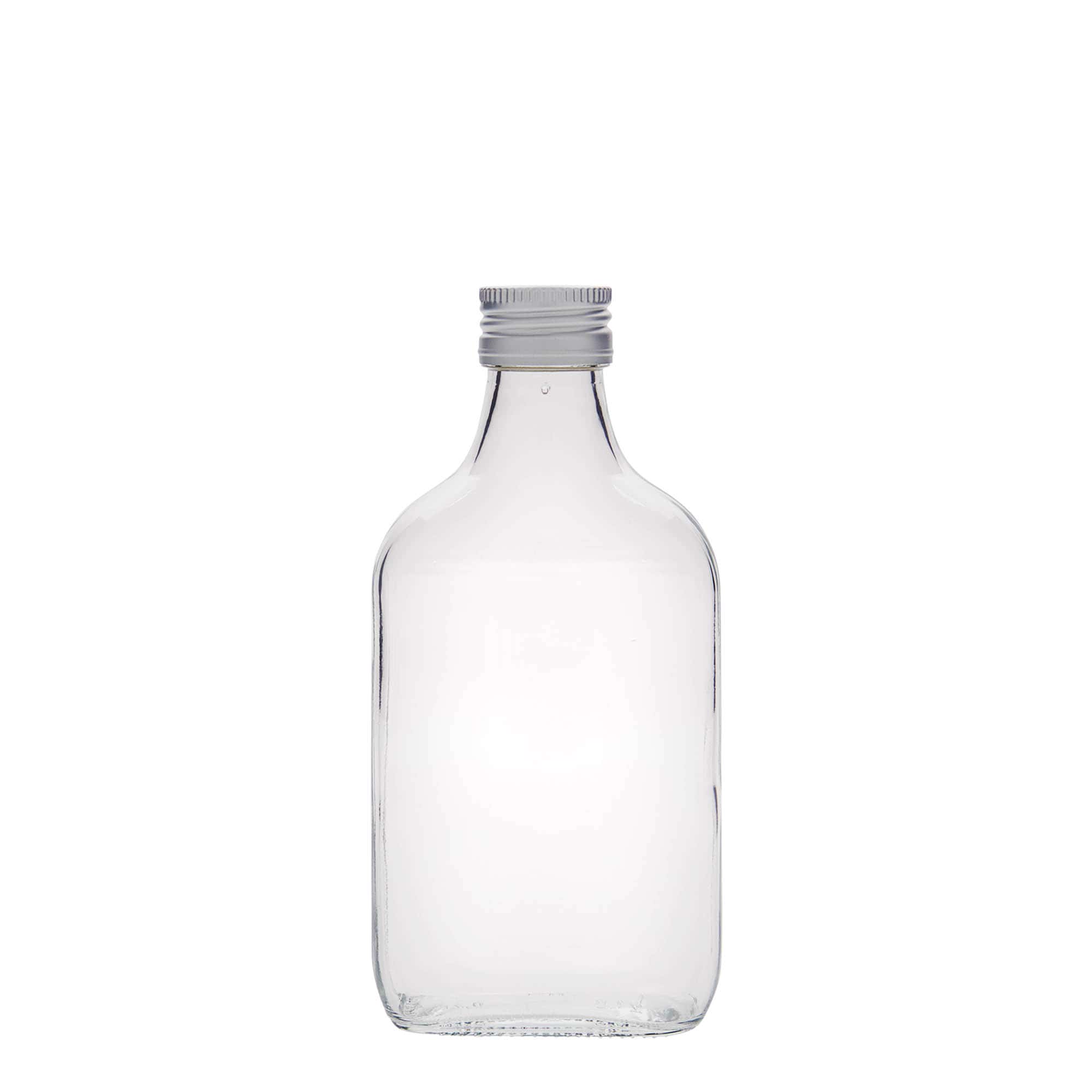 200 ml cep şişesi, dikdörtgen, cam, ağız: PP 28