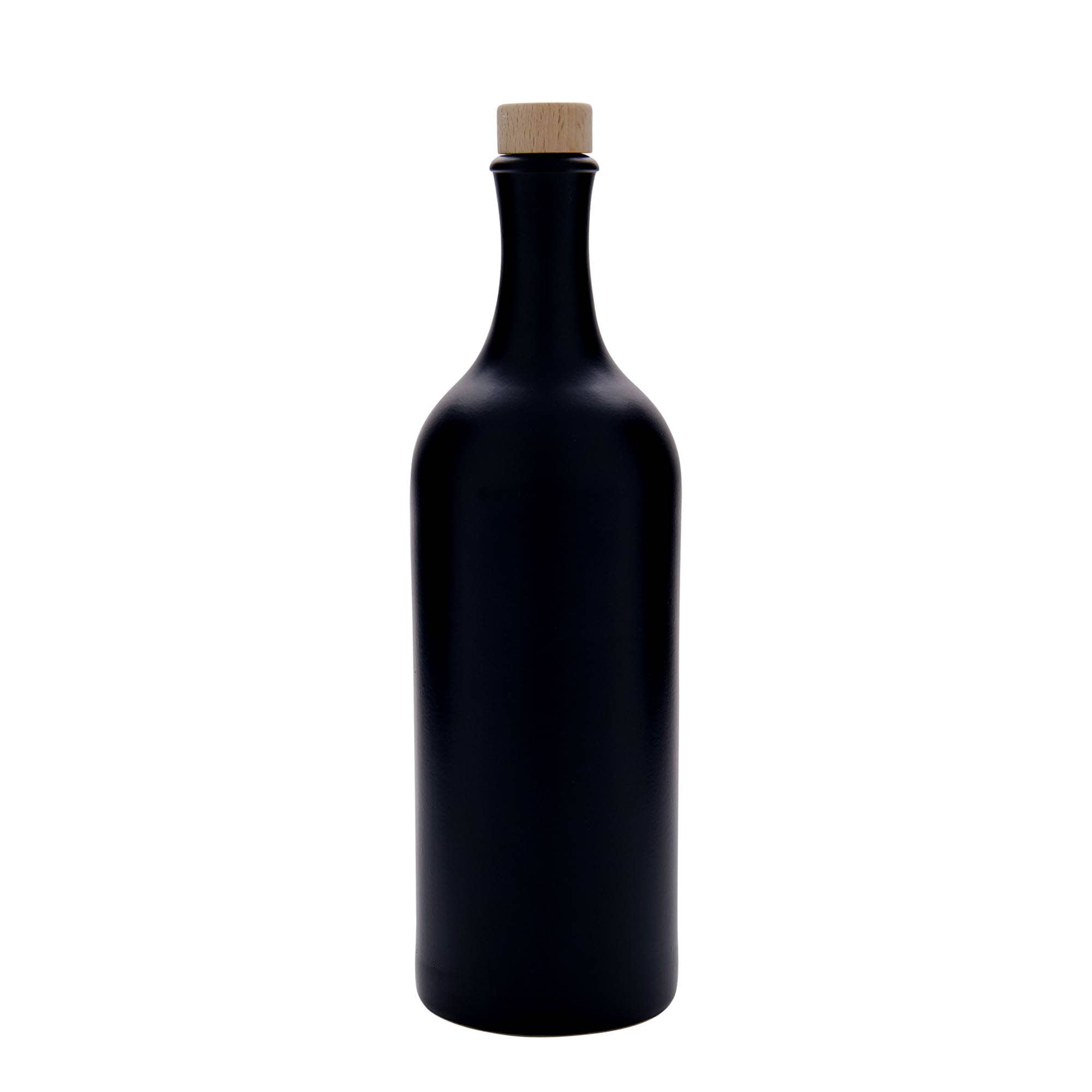 750 ml Uzun Boyunlu Toprak Sürahi, Taş Toprak, siyah, Ağız: Mantar