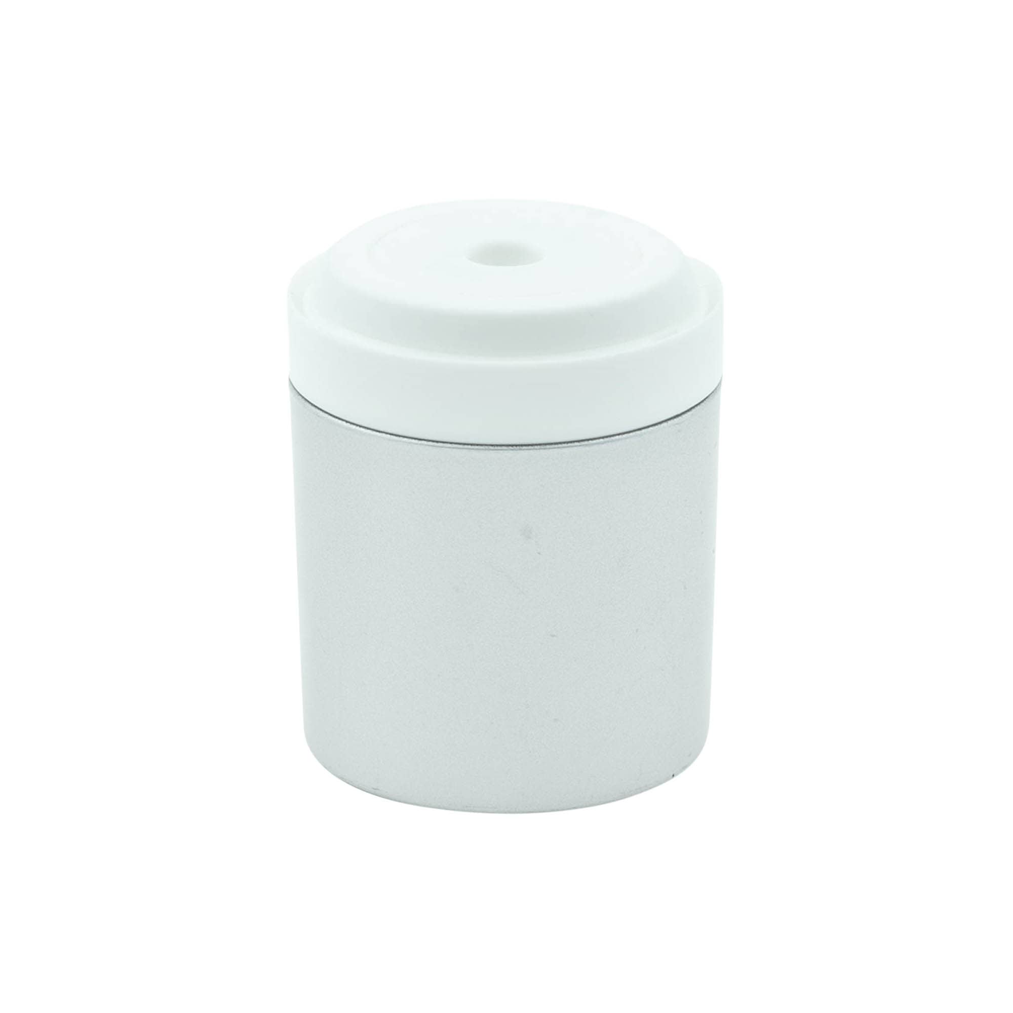 Airless Dispenser Pompa Kafası „Mezzo“, Tip D, PP Plastik, beyaz mat gümüş metal kapaklı