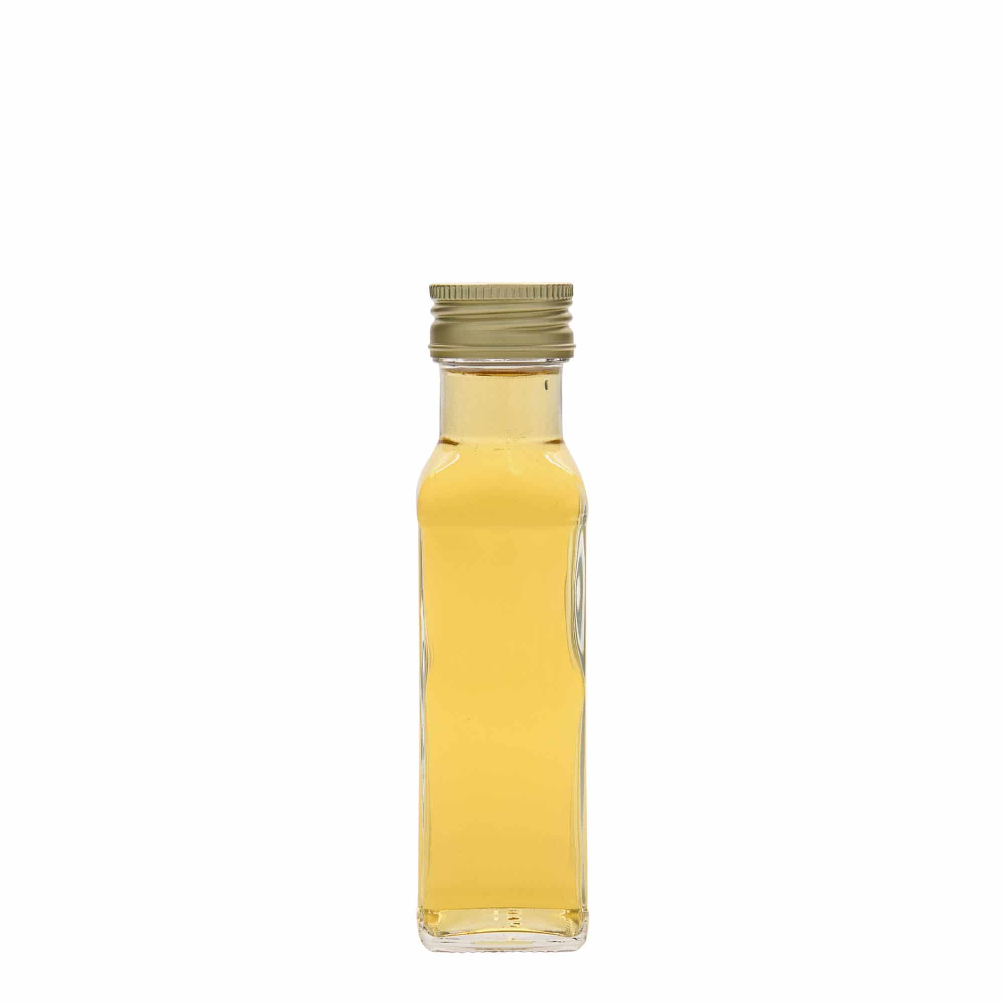 100 ml Cam şişe 'Marasca', kare, ağız: PP 31,5