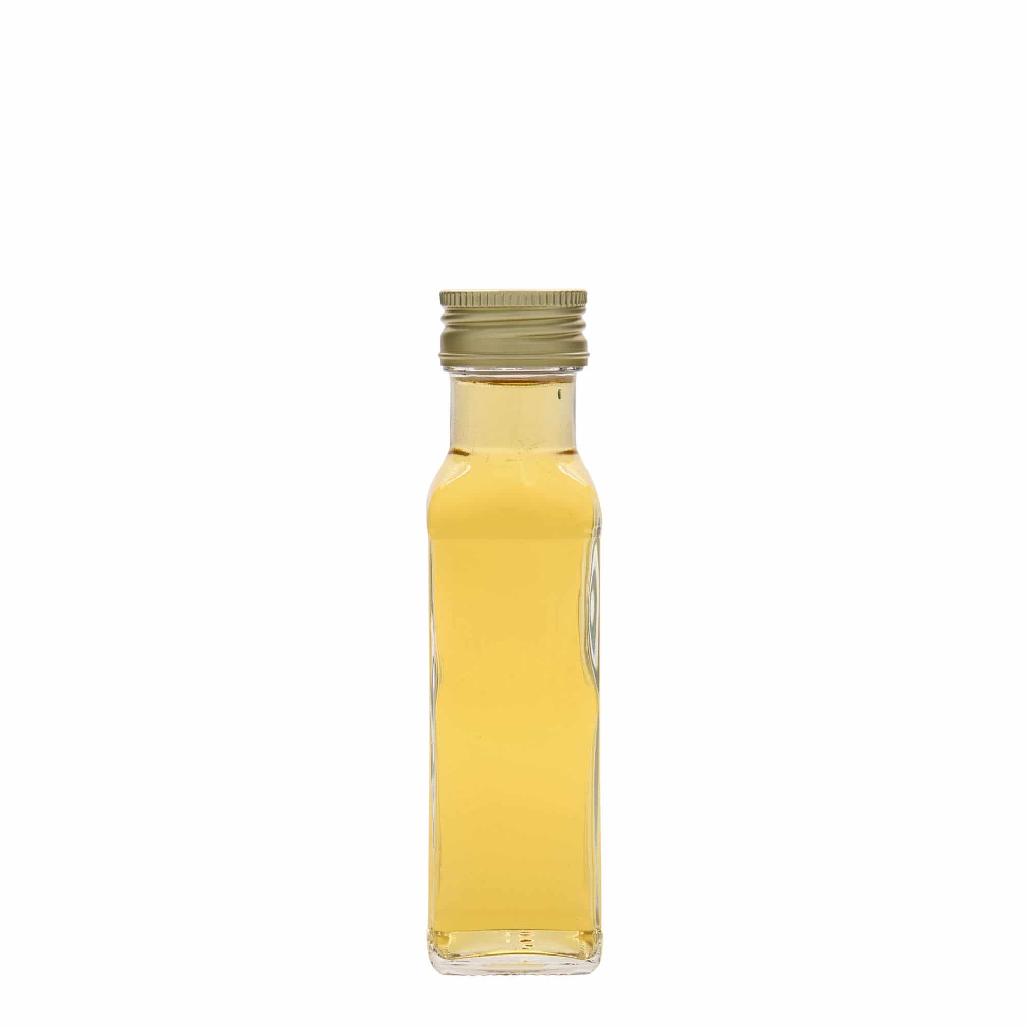 100 ml Cam şişe 'Marasca', kare, ağız: PP 31,5
