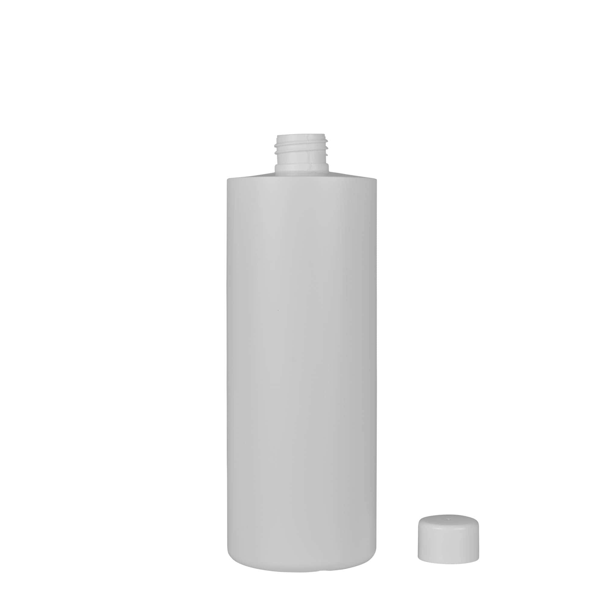 500 ml plastik şişe 'Pipe', Yeşil HDPE, beyaz, Ağız: 24/410