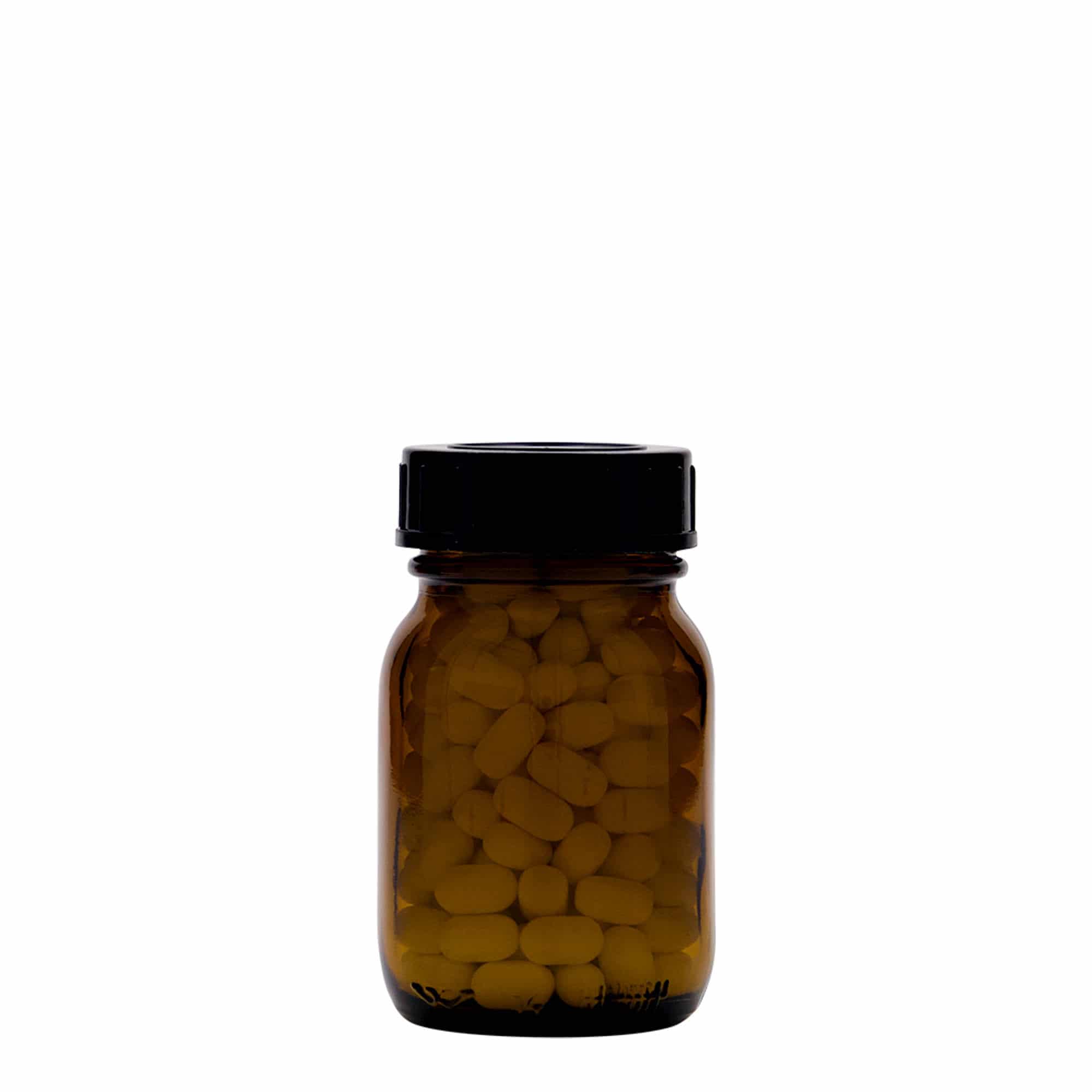 75 ml Geniş ağızlı cam, kahverengi, Ağız çapı: DIN 40