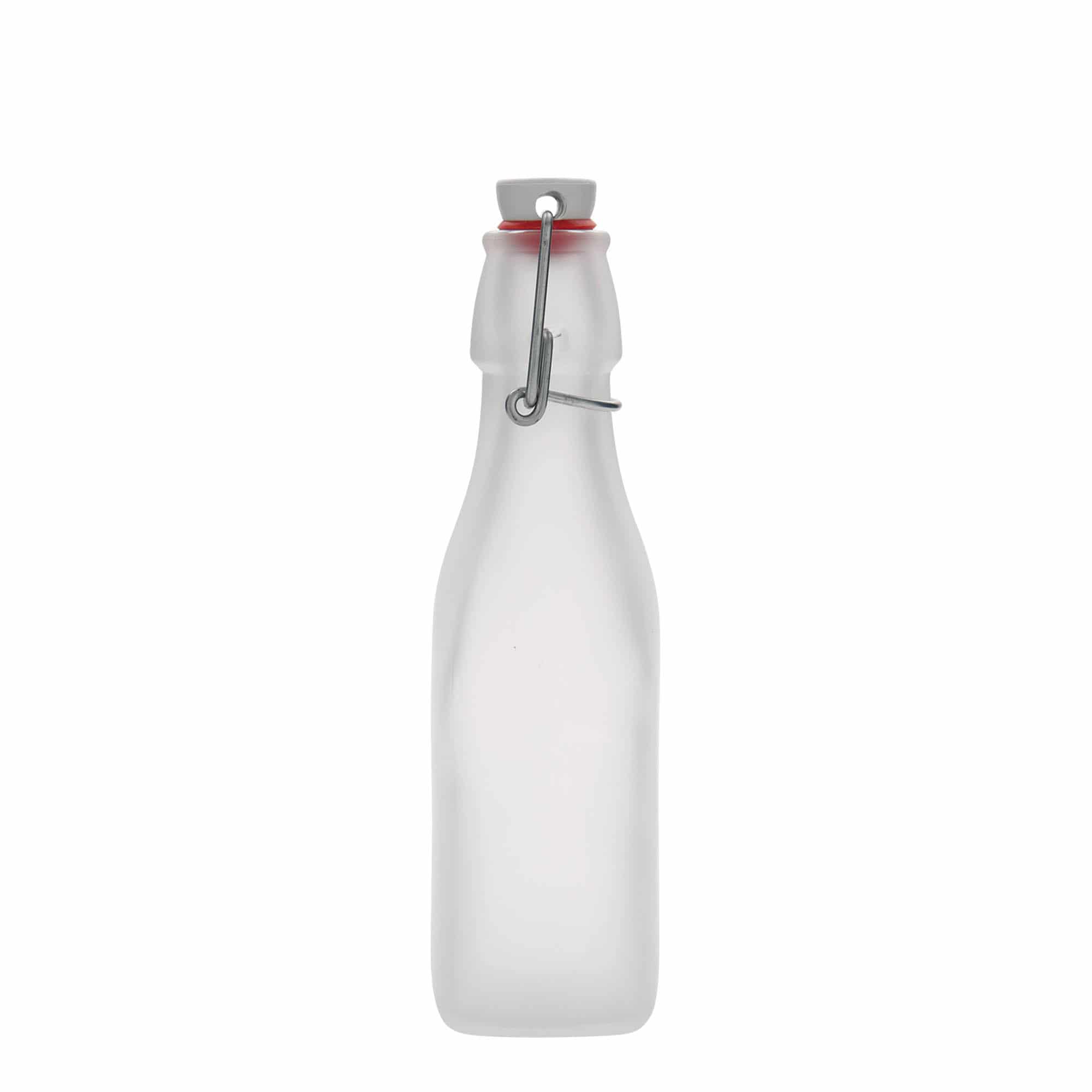 250 ml cam şişe 'Swing, kare, beyaz, ağız: mandallı kapak 250 ml cam şişe 'Swing, kare, beyaz, ağız: mandallı kapak