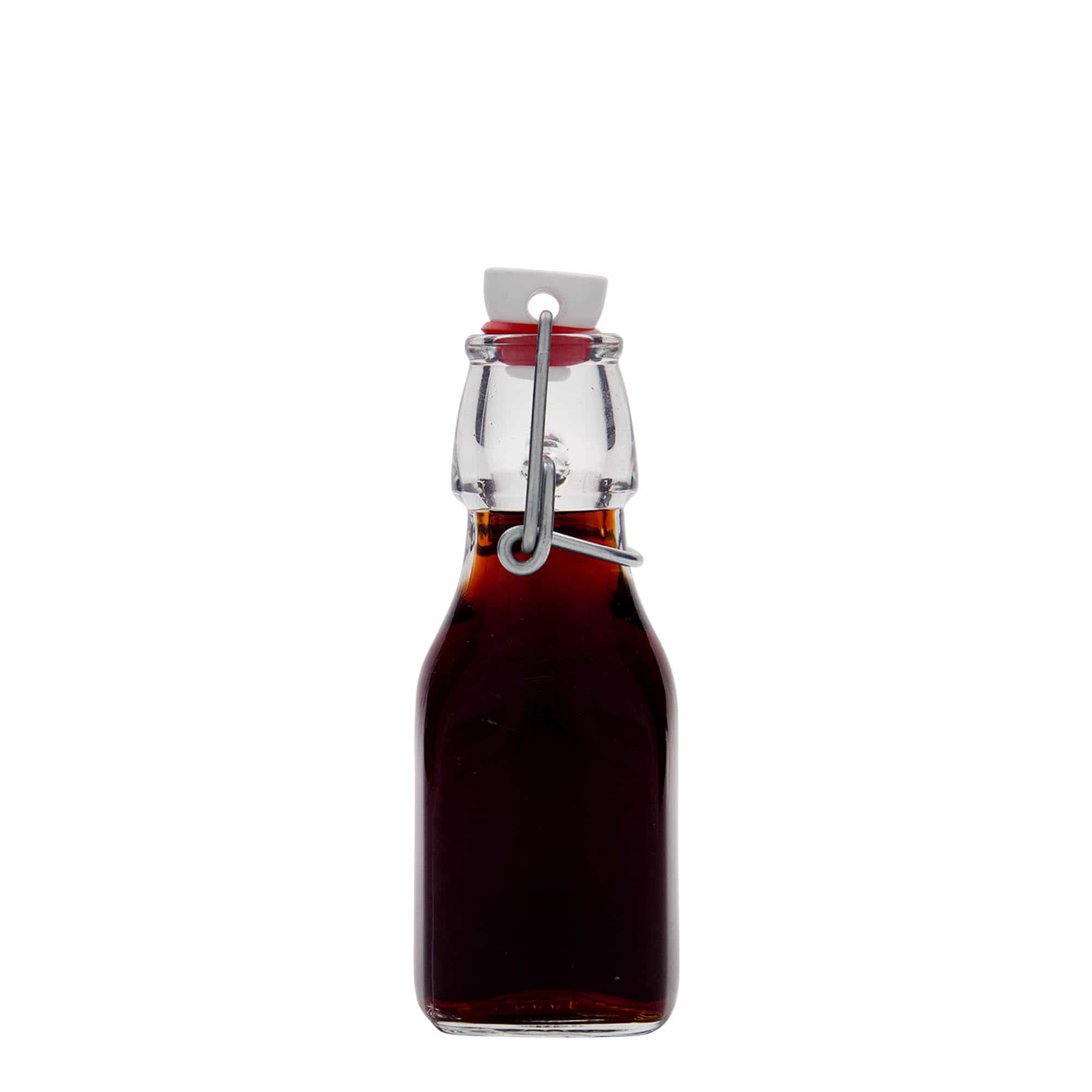125 ml cam şişe 'Swing', kare, ağız: mandallı kapak