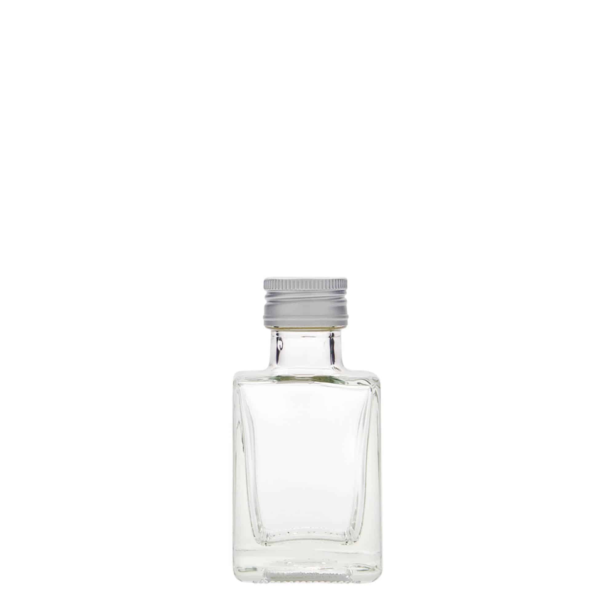 50 ml cam şişe 'Cube', kare, ağız: PP 24