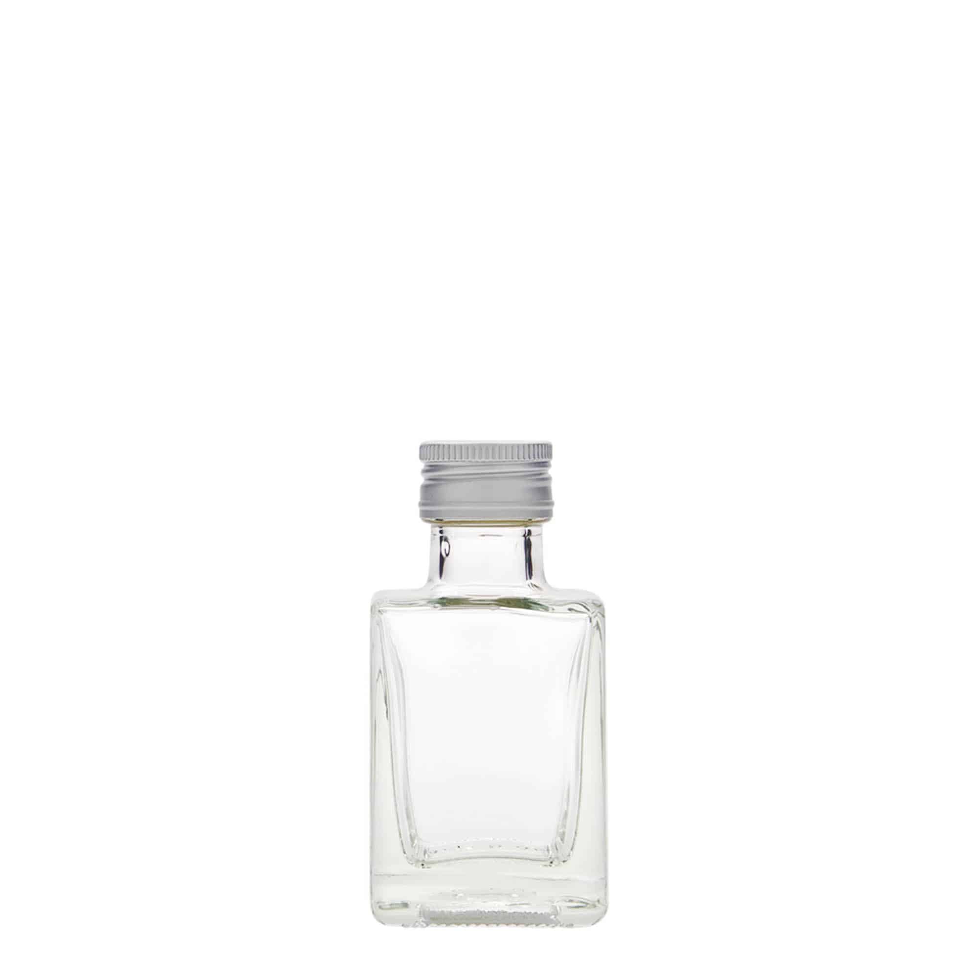 50 ml cam şişe 'Cube', kare, ağız: PP 24