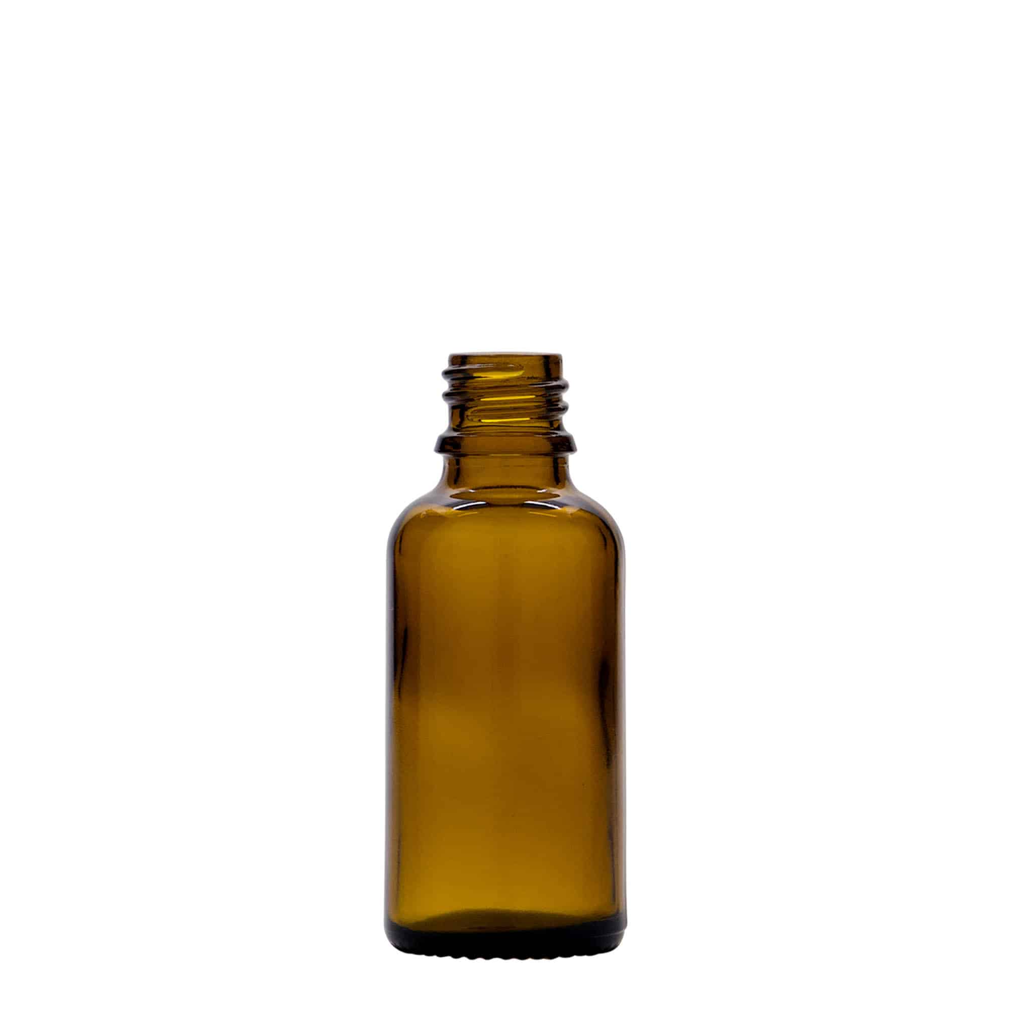 30 ml cam ilaç şişesi, losyon pompalı, kahverengi, ağız: DIN 18