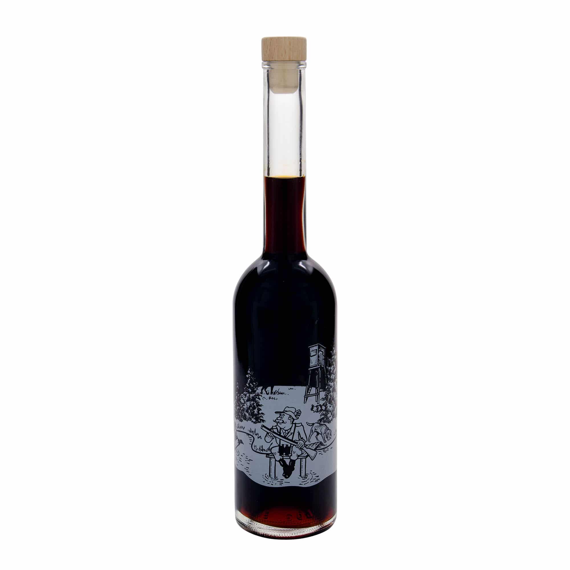 500 ml Cam şişe 'Opera', Motif: Avcı, Ağız: Mantar