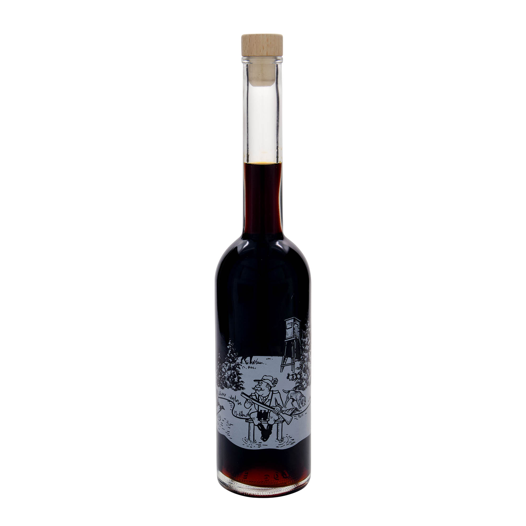 500 ml Cam şişe 'Opera', Motif: Avcı, Ağız: Mantar