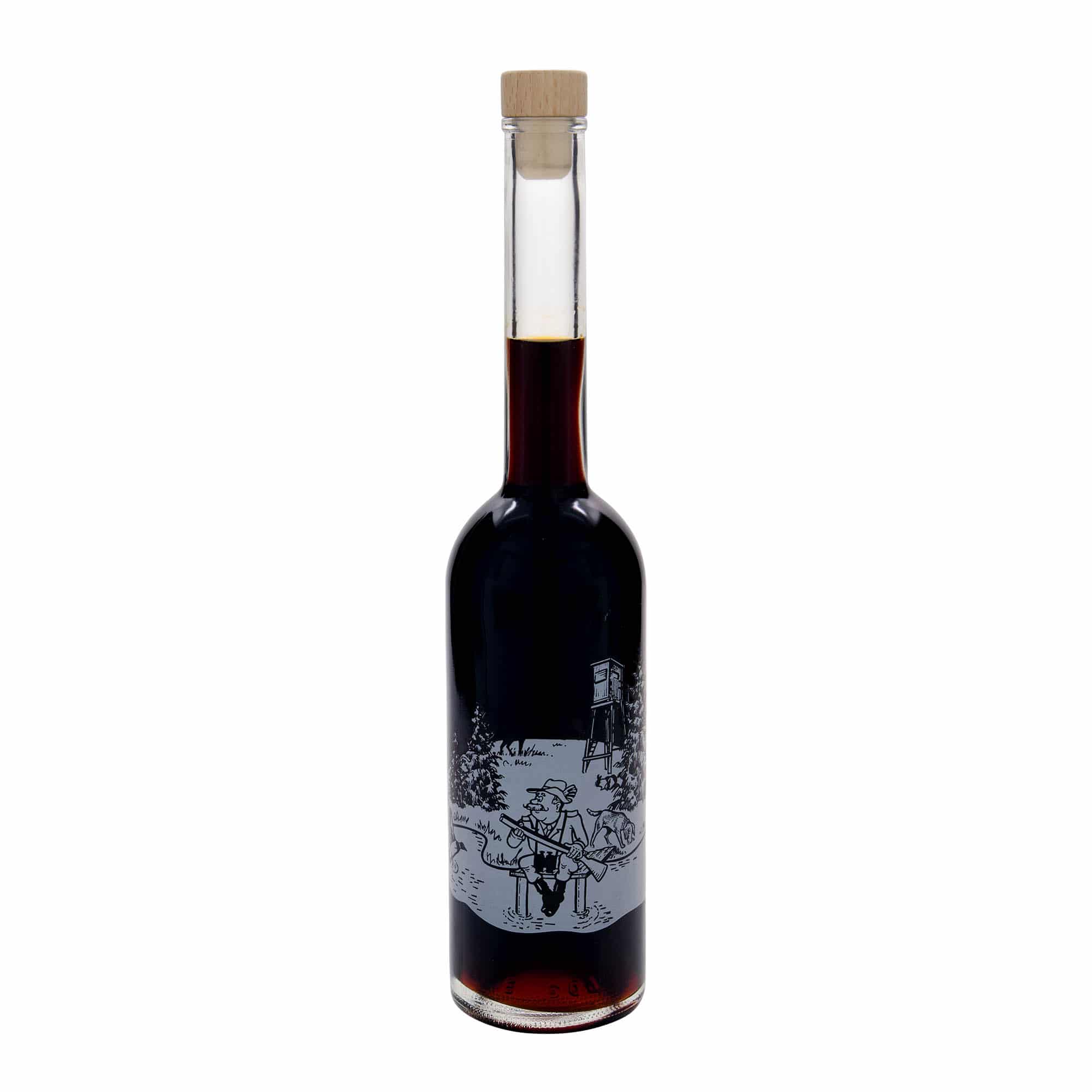 500 ml Cam şişe 'Opera', Motif: Avcı, Ağız: Mantar