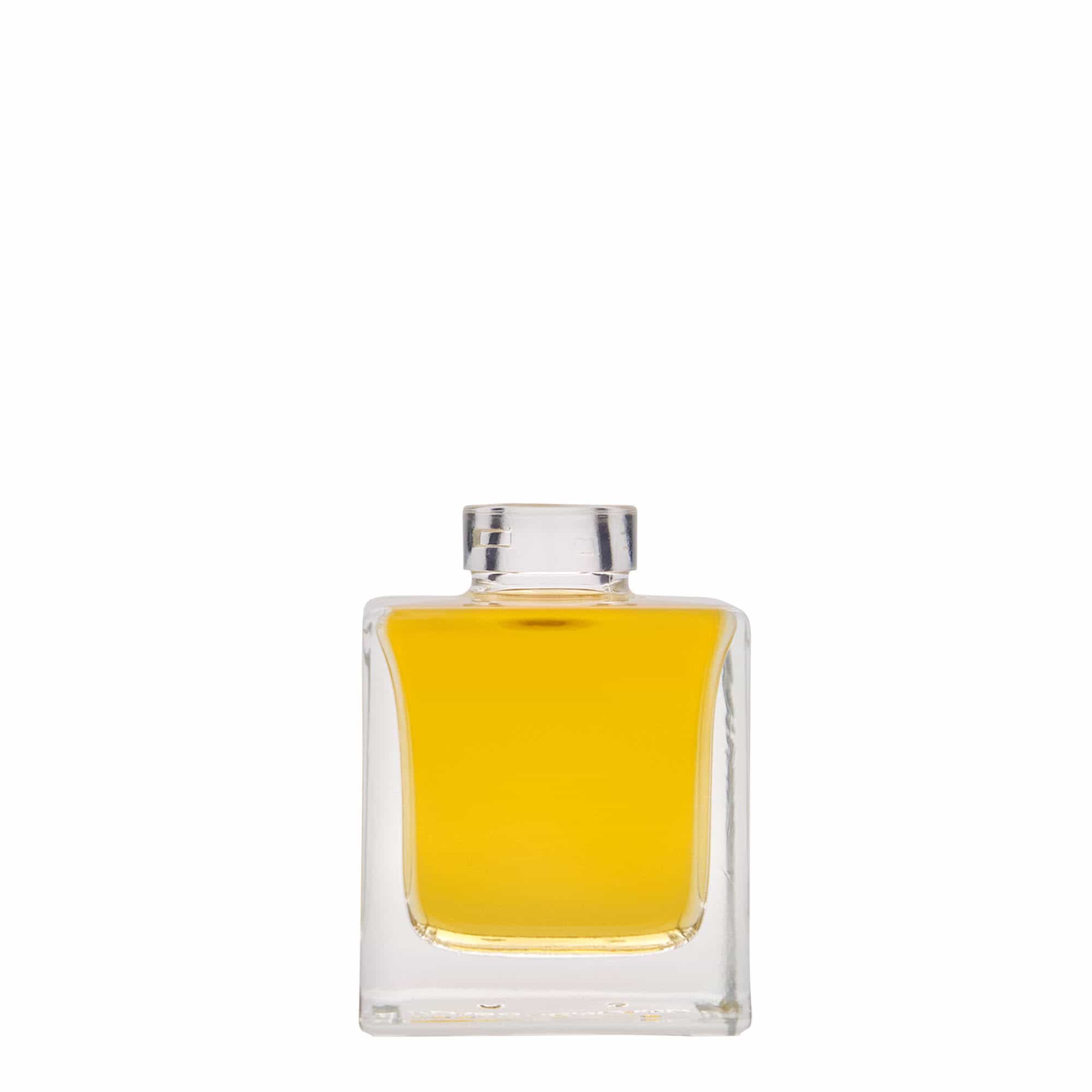 100 ml Cam şişe 'Cube', kare, ağız: mantar