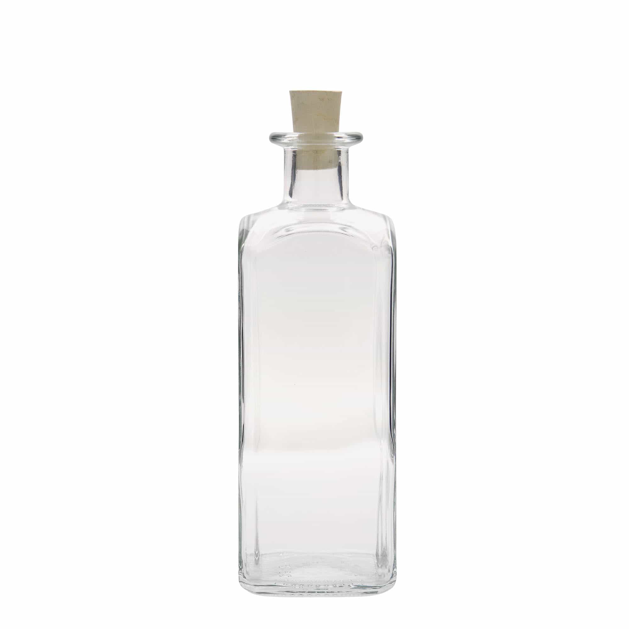 500 ml Cam Şişe Eczacı Kare, kare, Ağız: Mantar