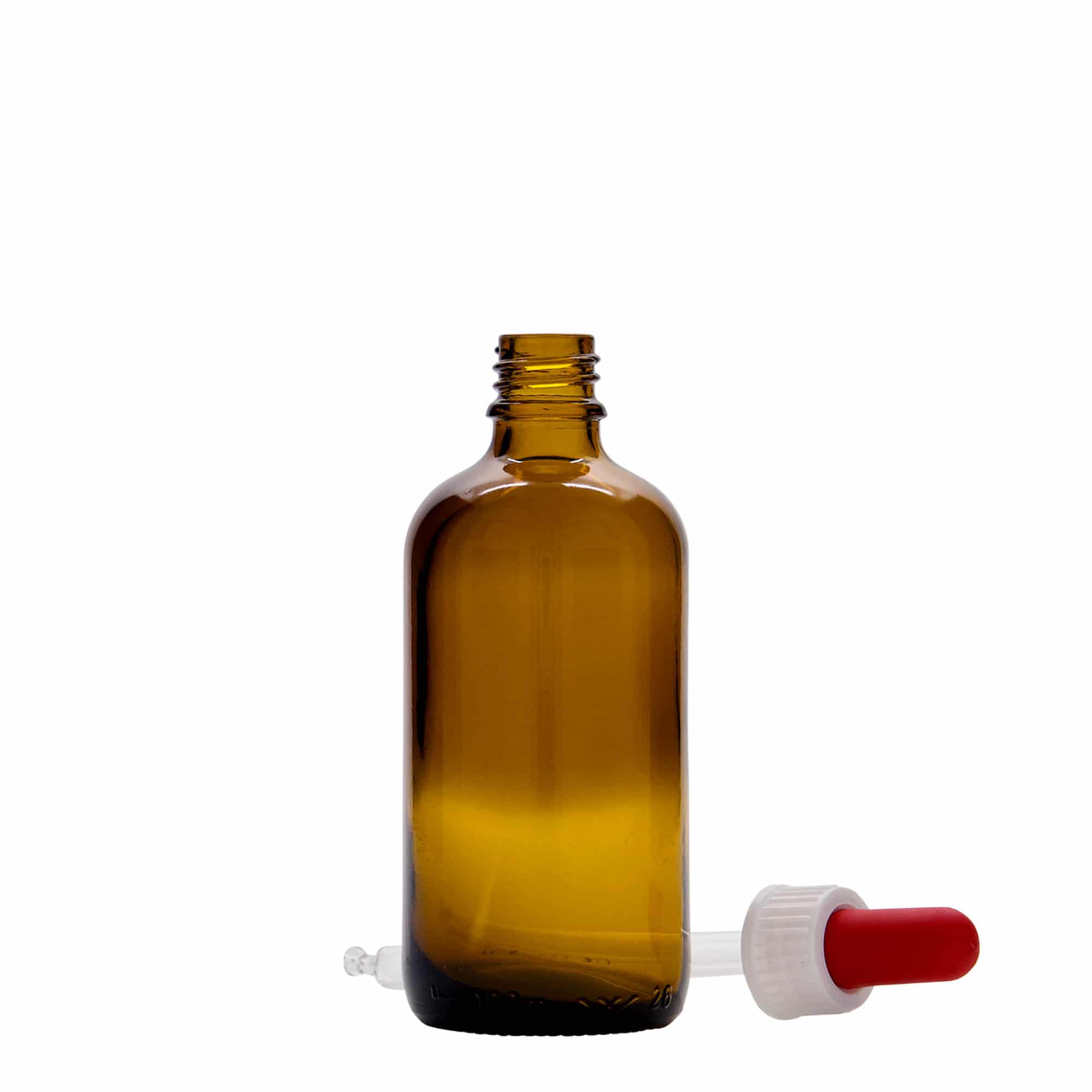 100 ml Pipet Şişesi Tıbbi, Cam, kahverengi-kırmızı, Ağız: DIN 18