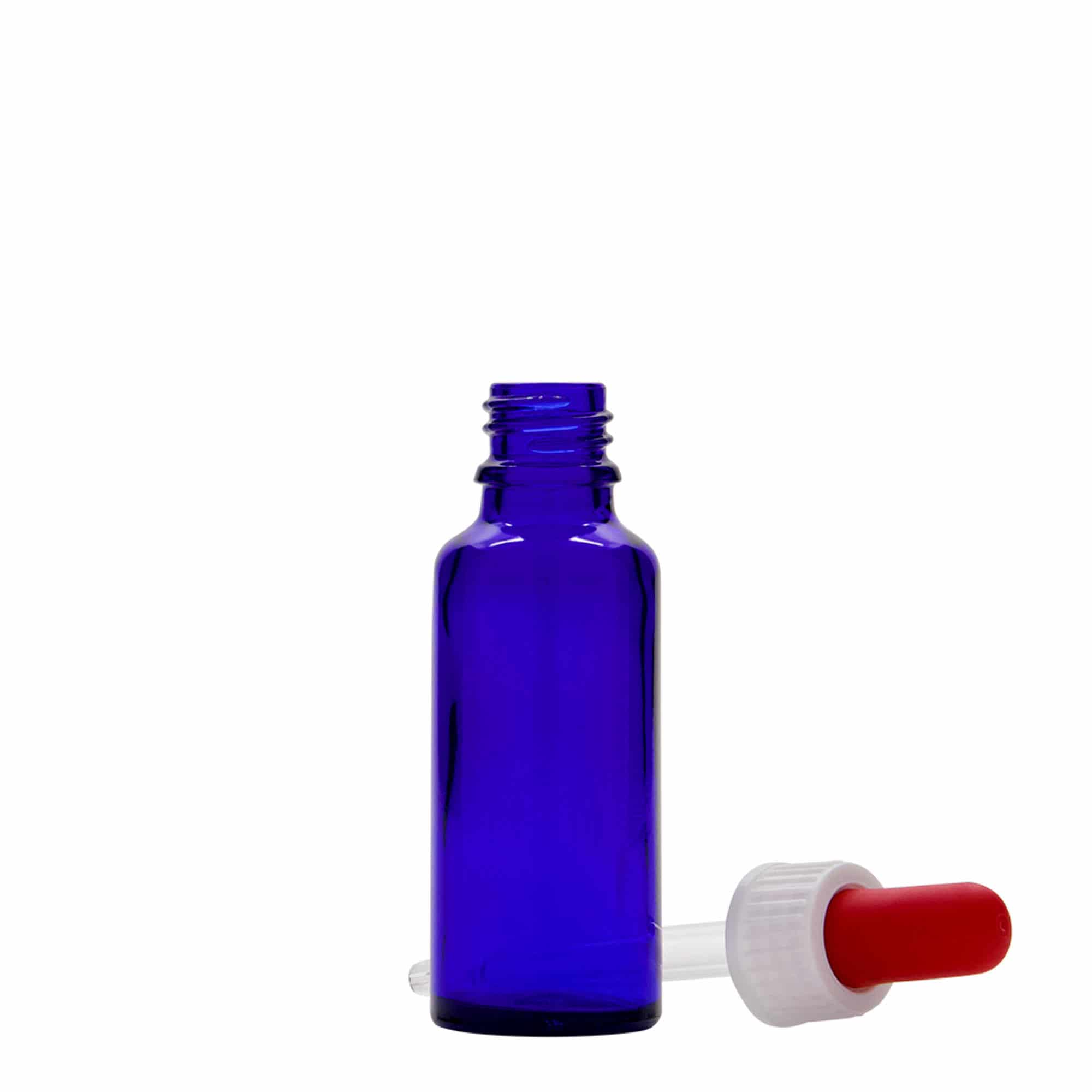 30 ml Pipet Şişesi Tıbbi, Cam, kral mavisi-kırmızı, Ağız: DIN 18