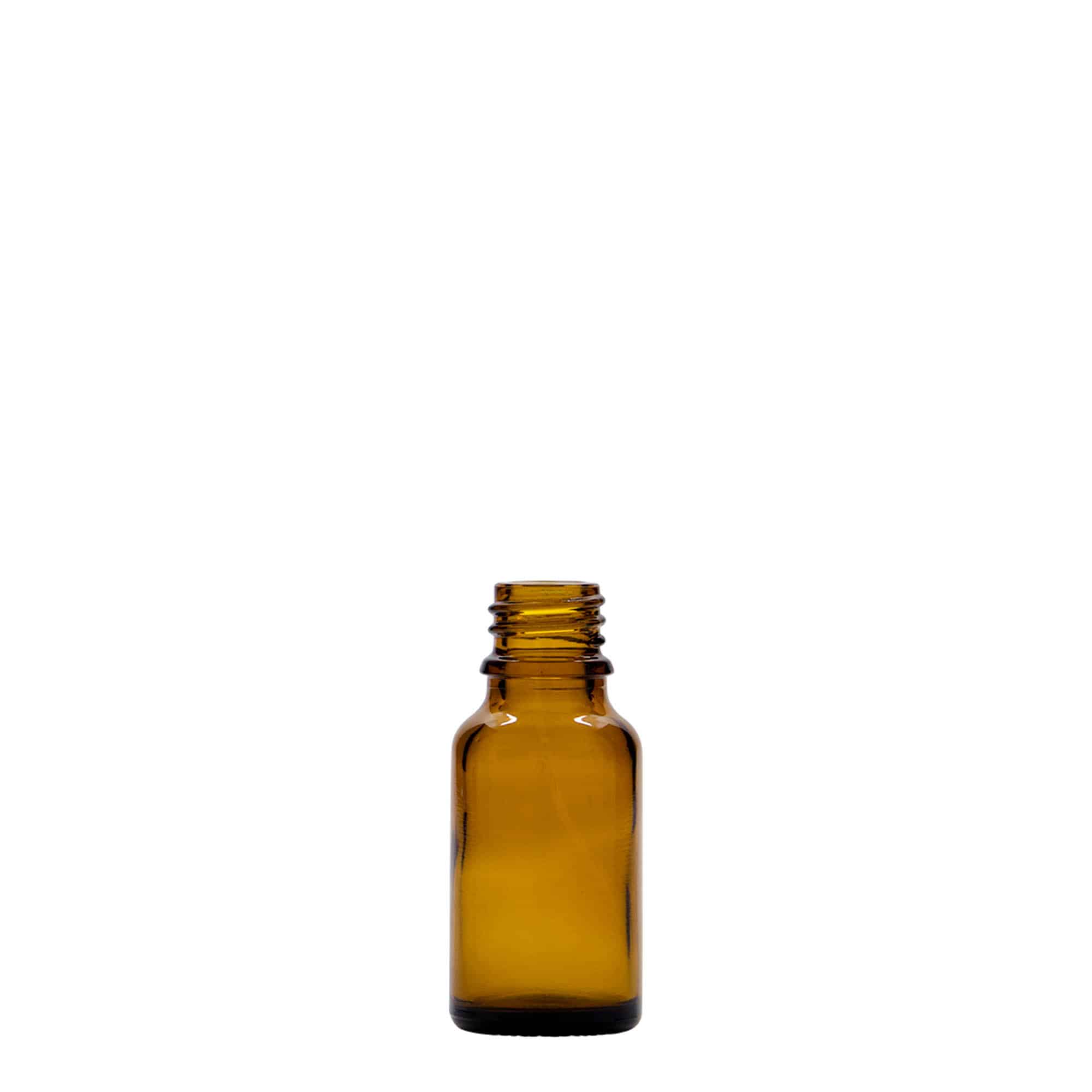 15 ml tıbbi şişe, cam, kahverengi, ağız: DIN 18